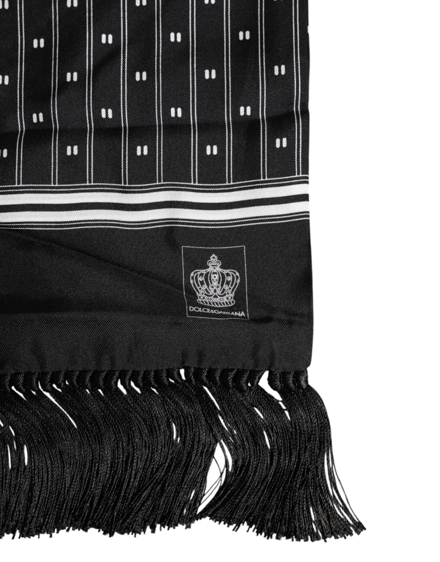 Dolce & Gabbana Schwarzer Seidenschal mit Fransen
