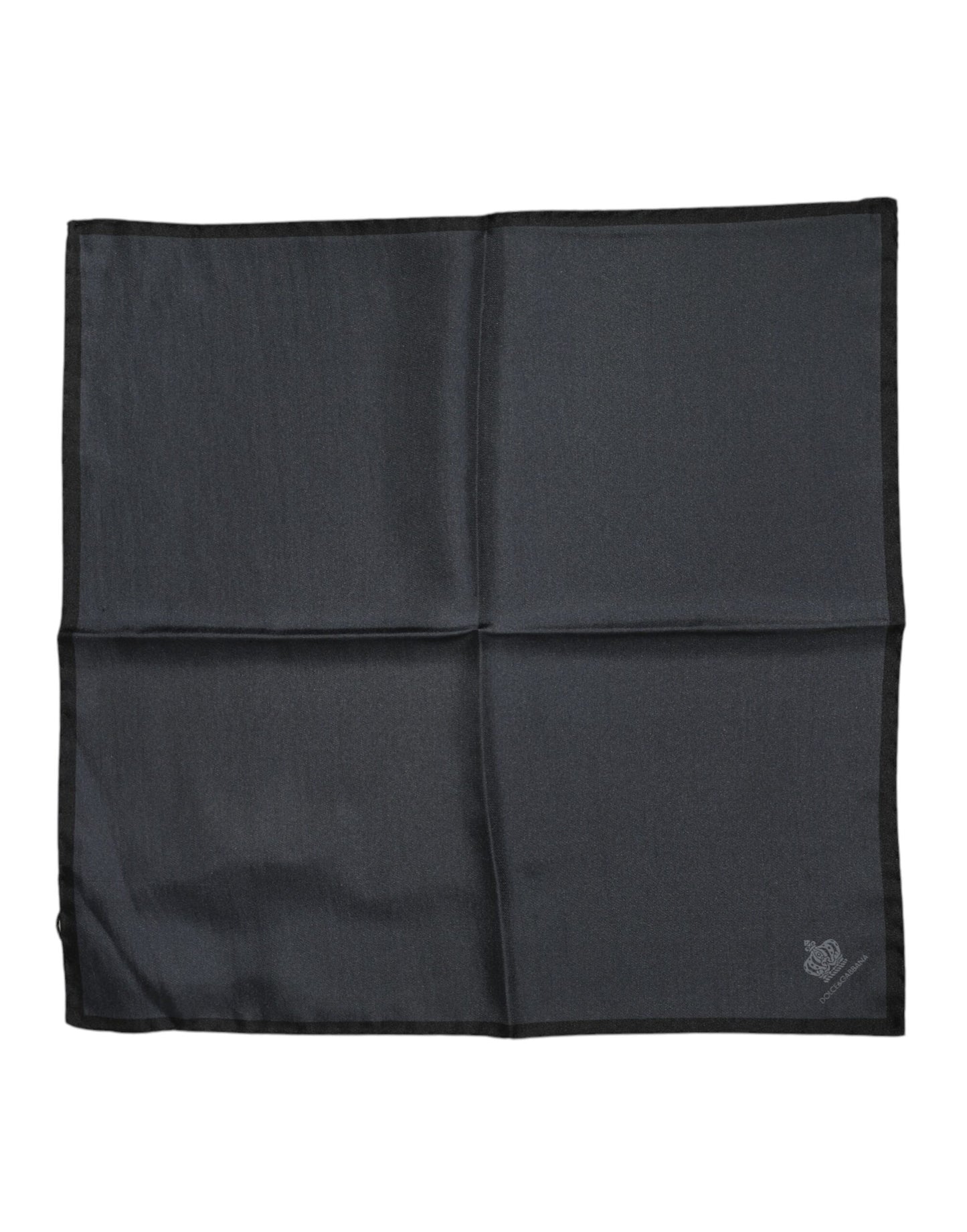 Dolce & Gabbana Dunkelgrauer quadratischer Foulard aus Seide mit DG-Krone
