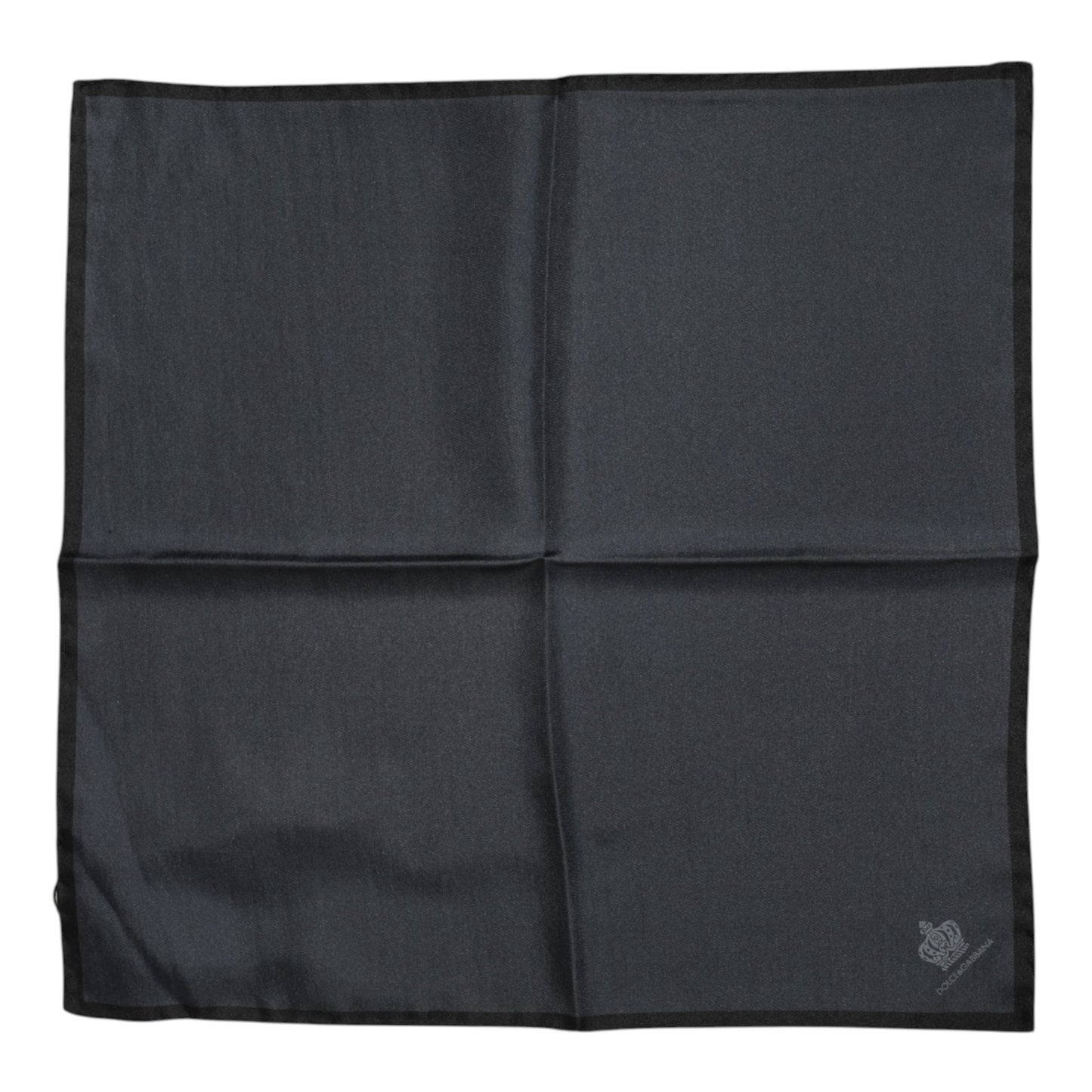 Dolce & Gabbana Dunkelgrauer quadratischer Foulard aus Seide mit DG-Krone