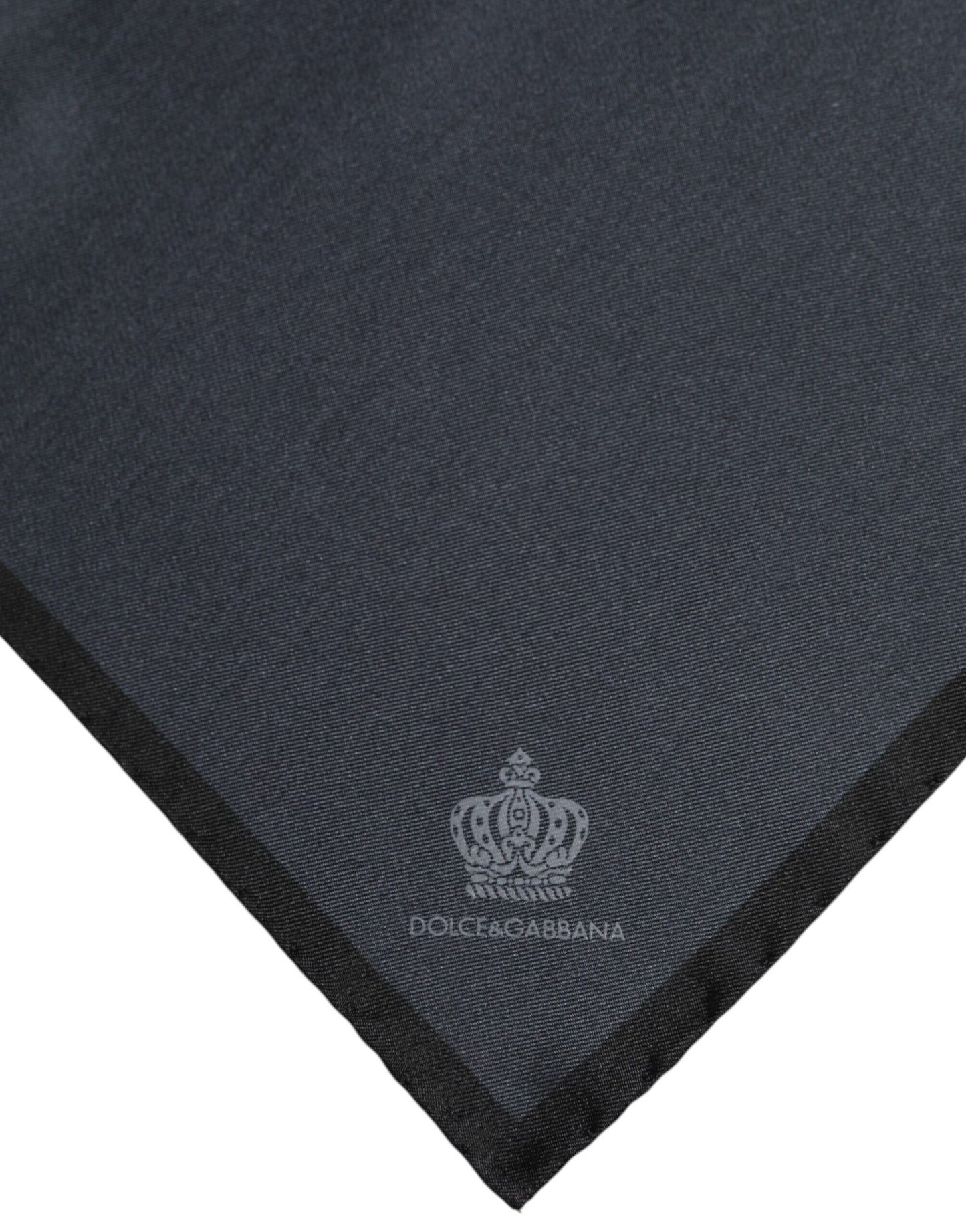 Dolce & Gabbana Dunkelgrauer quadratischer Foulard aus Seide mit DG-Krone