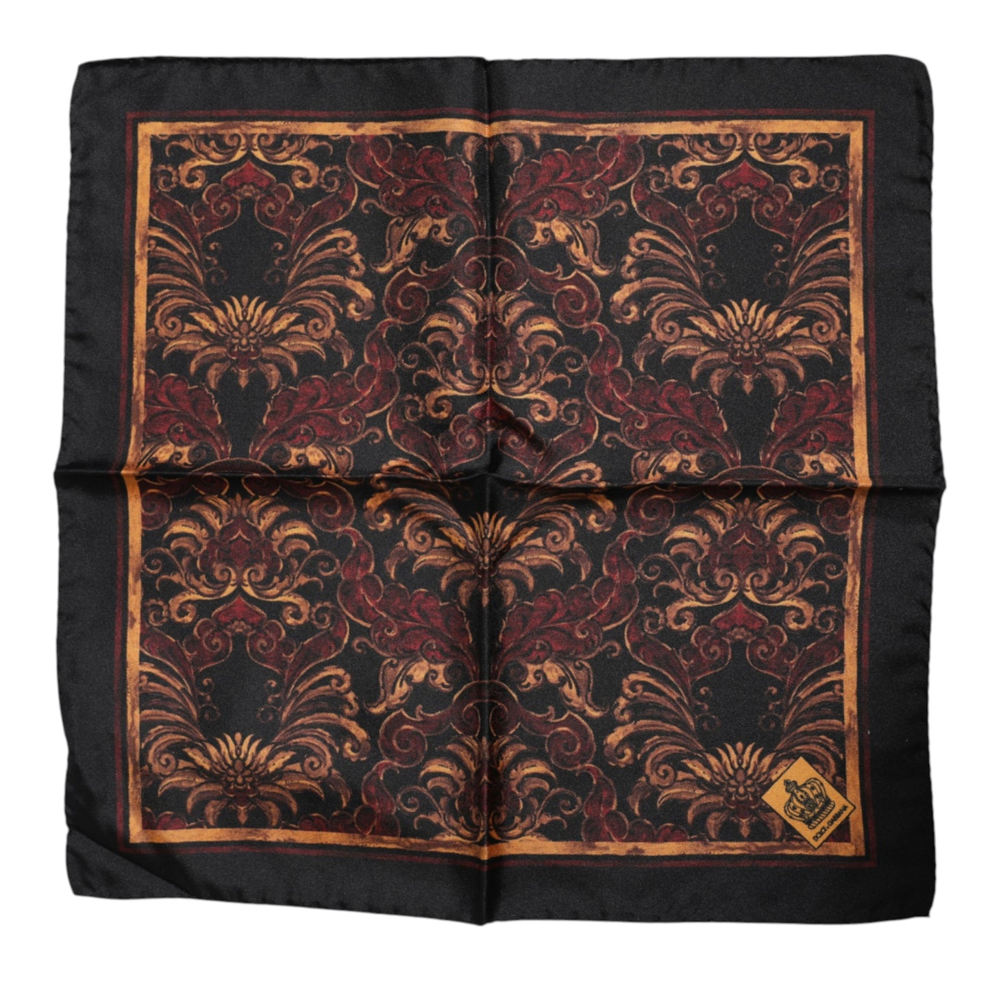 Dolce & Gabbana – Schwarzer quadratischer Foulard aus Seide mit Blumenmuster für Herren