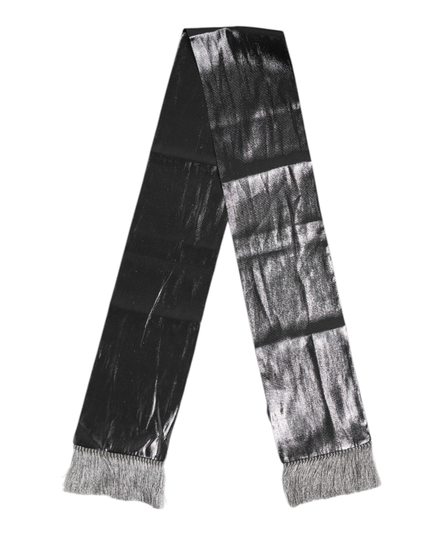 Dolce & Gabbana – Foulard-Schal aus Seide mit Fransen in Metallic-Grau
