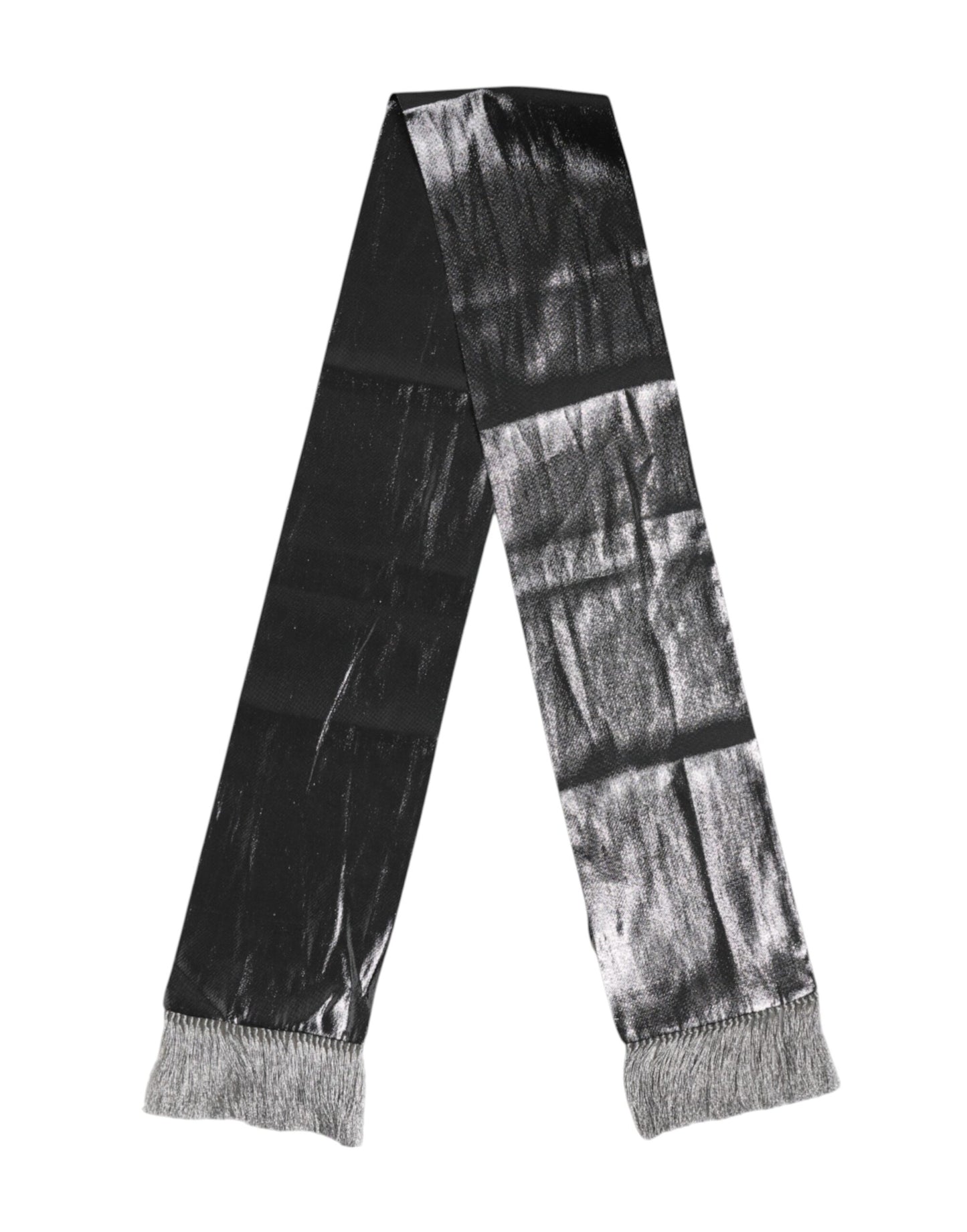 Dolce & Gabbana – Foulard-Schal aus Seide mit Fransen in Metallic-Grau