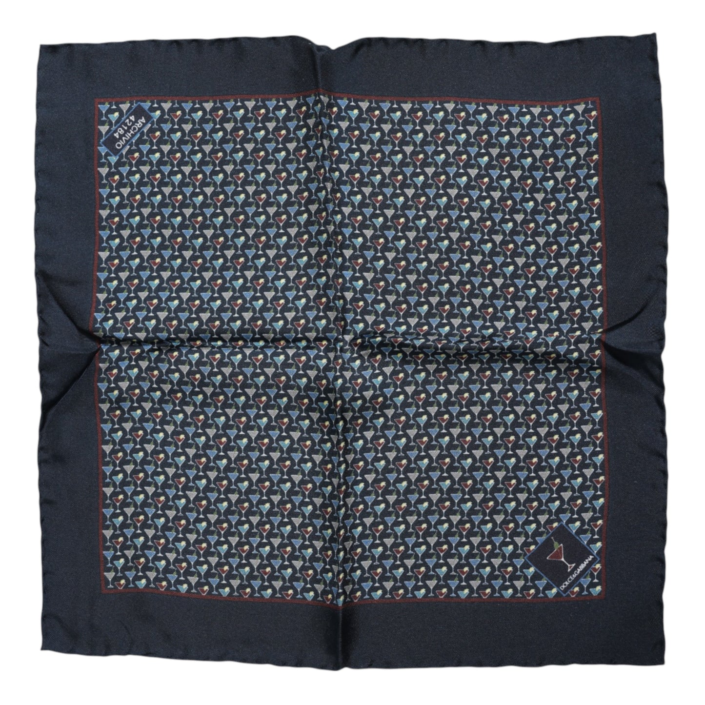 Dolce & Gabbana – Blauer quadratischer Foulard-Schal aus Cocktailseide