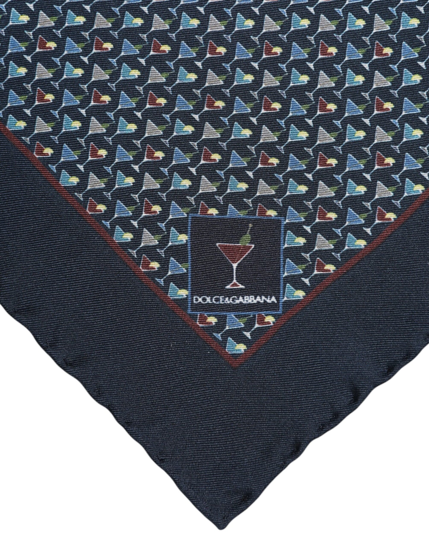 Dolce & Gabbana – Blauer quadratischer Foulard-Schal aus Cocktailseide