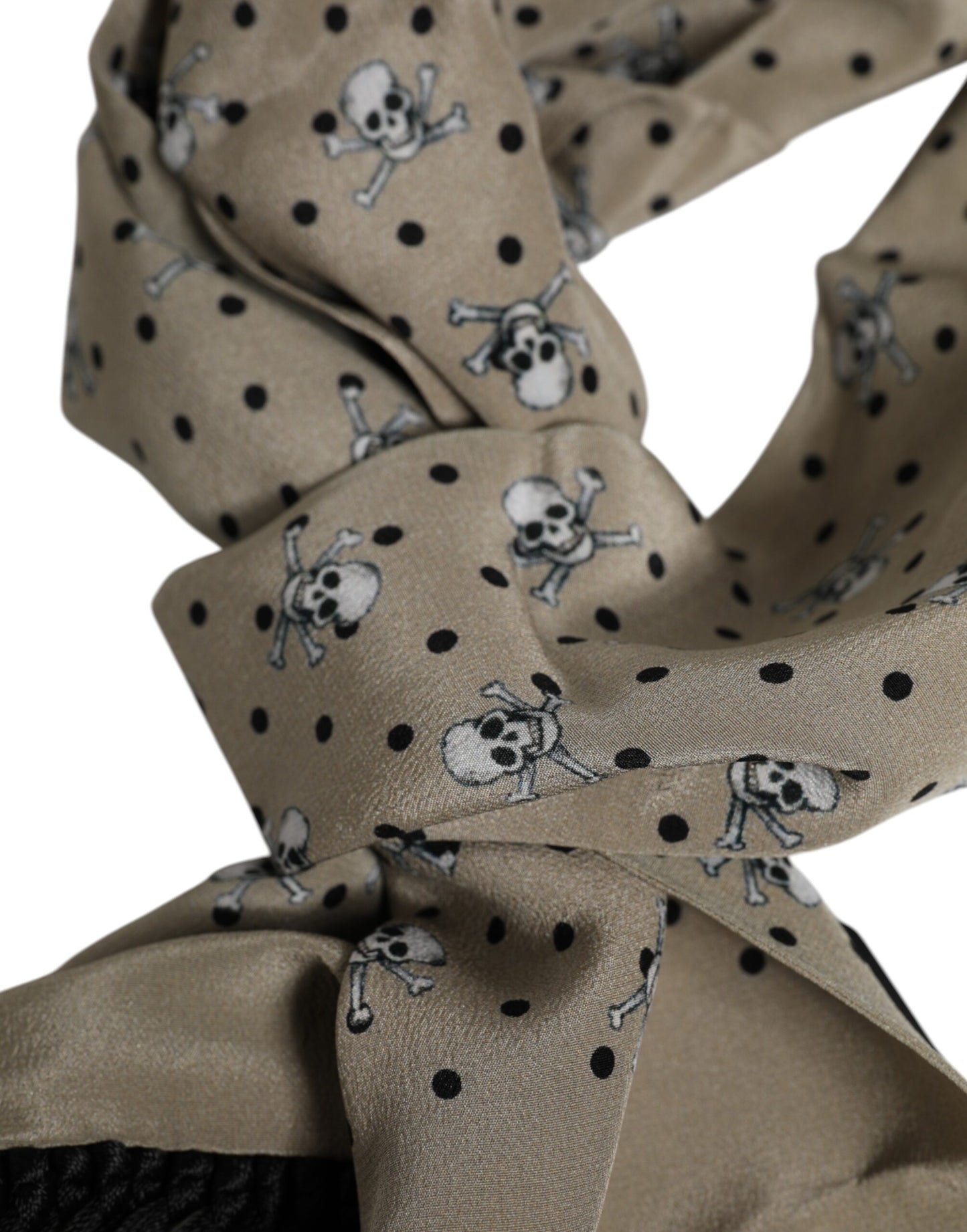 Dolce & Gabbana Grauer Seidenschal mit Totenköpfen und Fransen für Herren