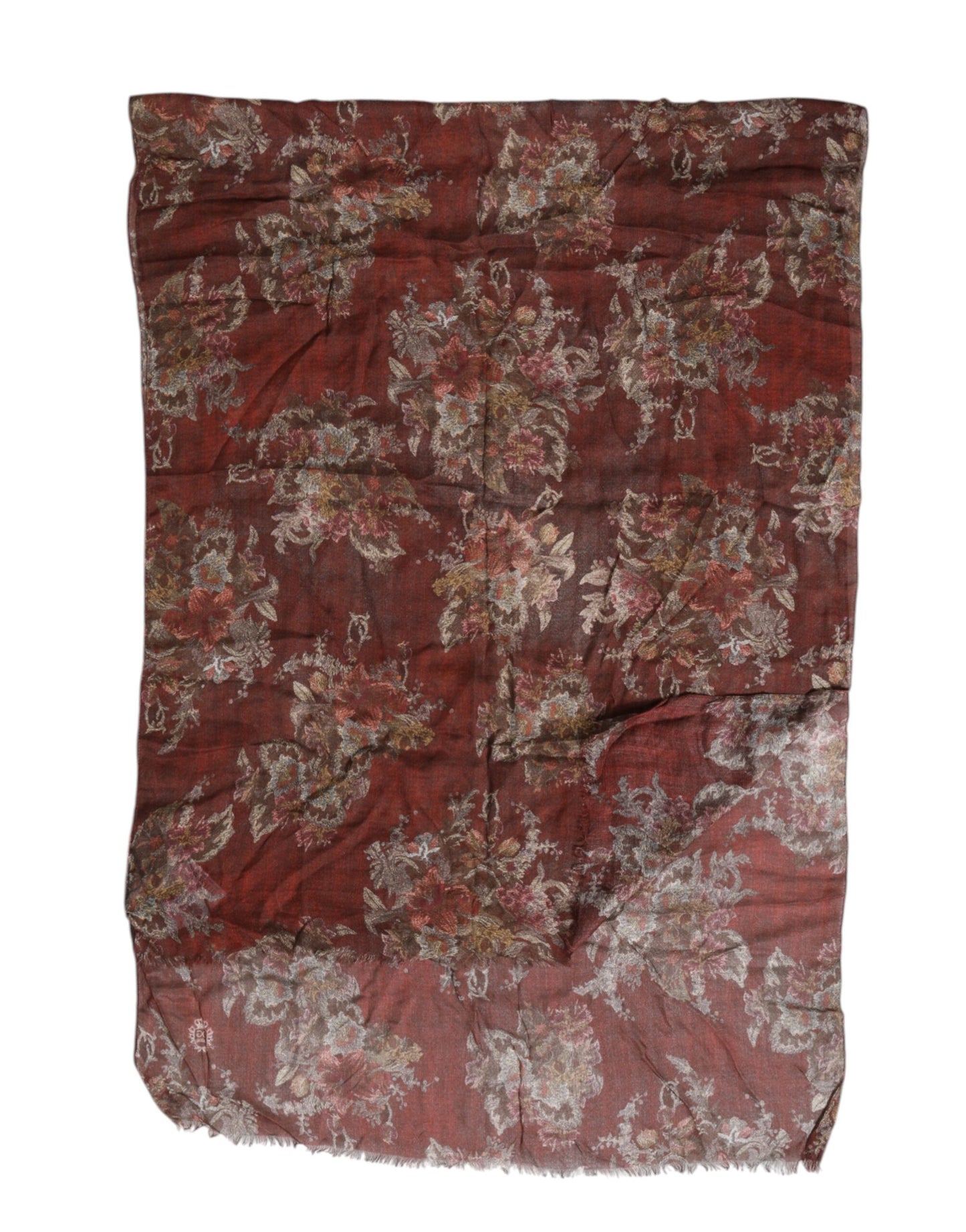Dolce & Gabbana – Kastanienbrauner Halswärmer-Foulardschal mit Blumenmuster