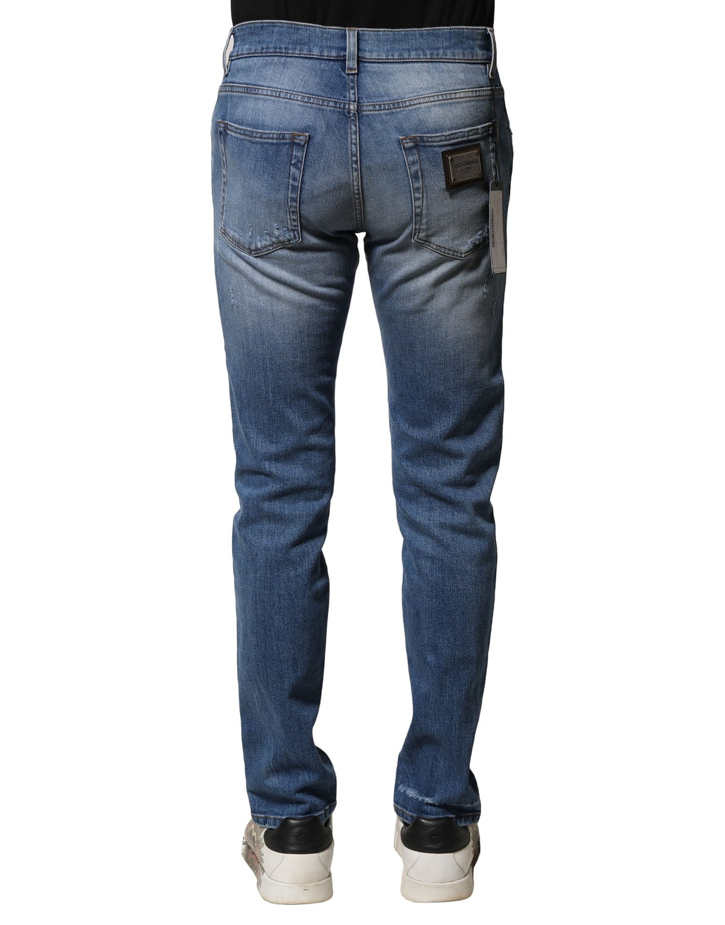 Dolce & Gabbana Blaue Skinny-Jeans aus gewaschener Baumwolle für Herren