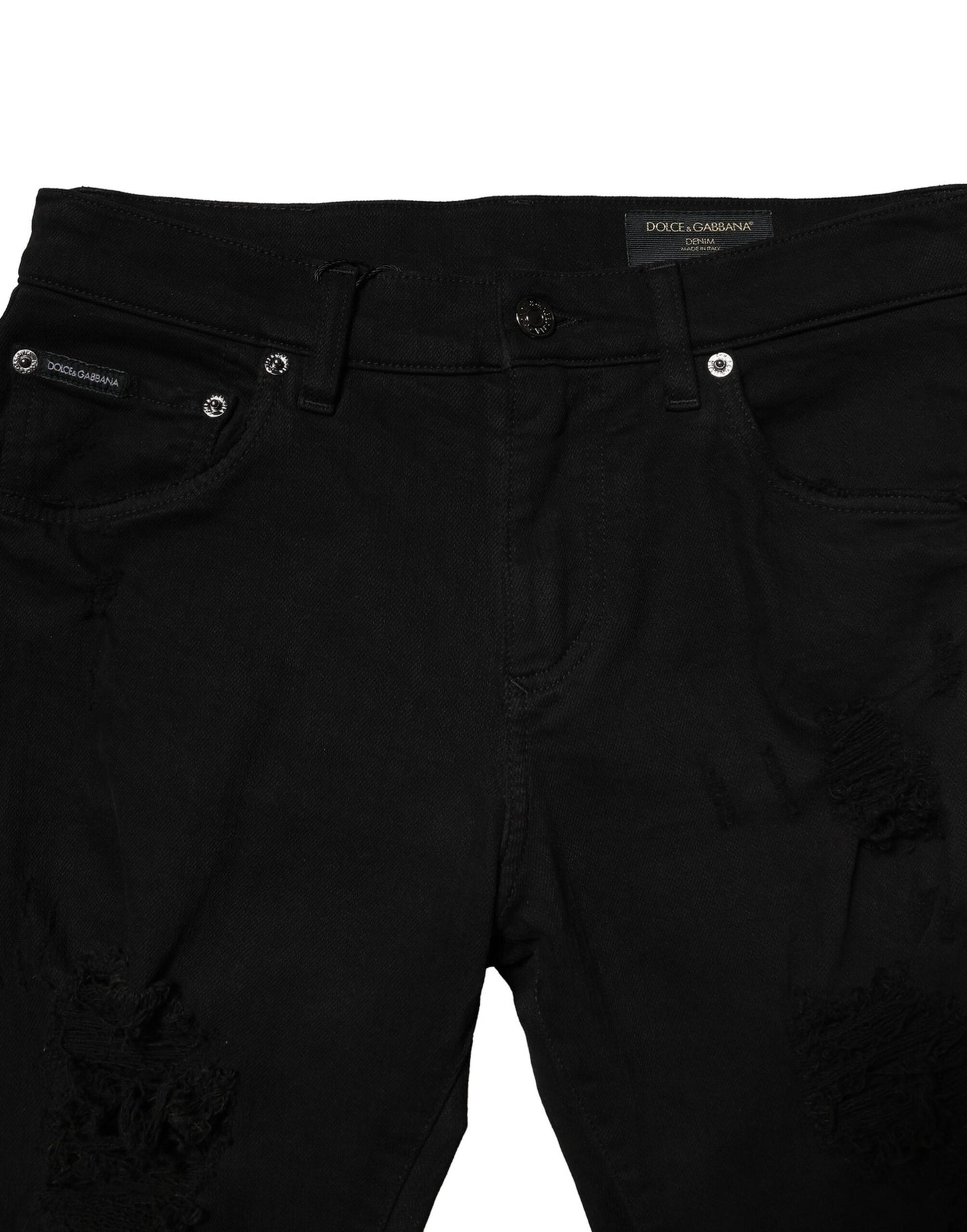 Dolce & Gabbana – Schwarze Slim-Jeans aus Baumwolle mit Logo-Schild