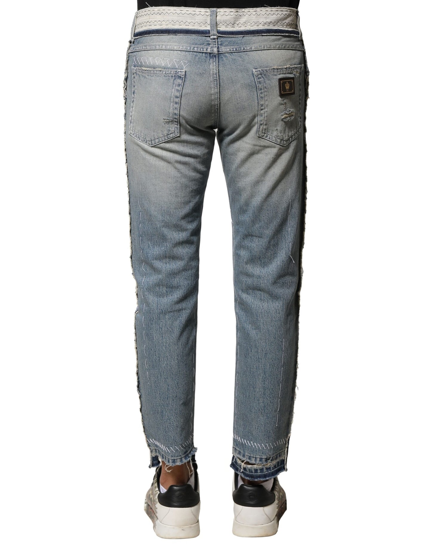 Dolce & Gabbana Hellblaue zerfetzte Straight Men Denim Jeans