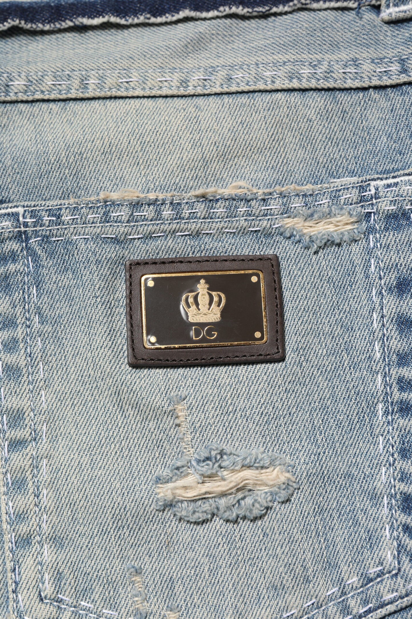 Dolce & Gabbana Hellblaue zerfetzte Straight Men Denim Jeans