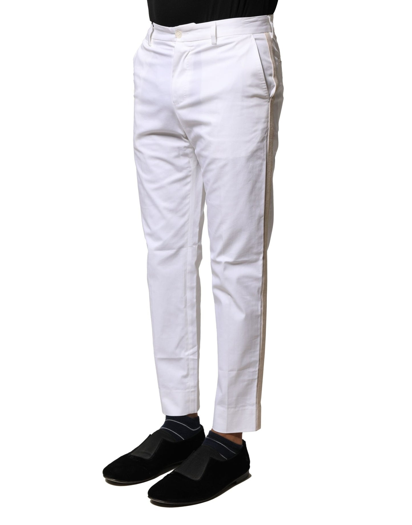 Dolce & Gabbana Weiße, gerade geschnittene Hose aus Baumwolle mit Logo für Herren