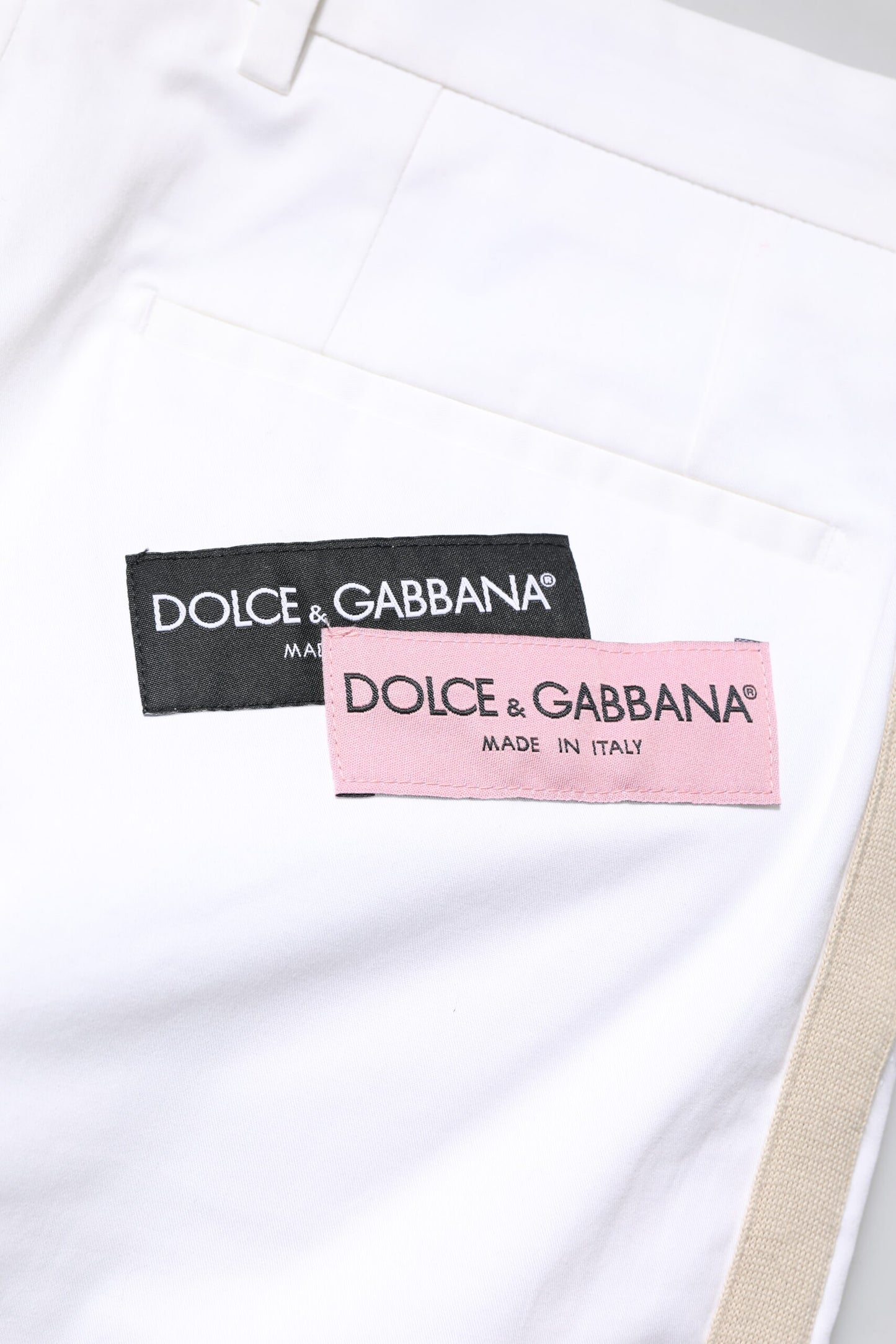 Dolce & Gabbana Weiße, gerade geschnittene Hose aus Baumwolle mit Logo für Herren
