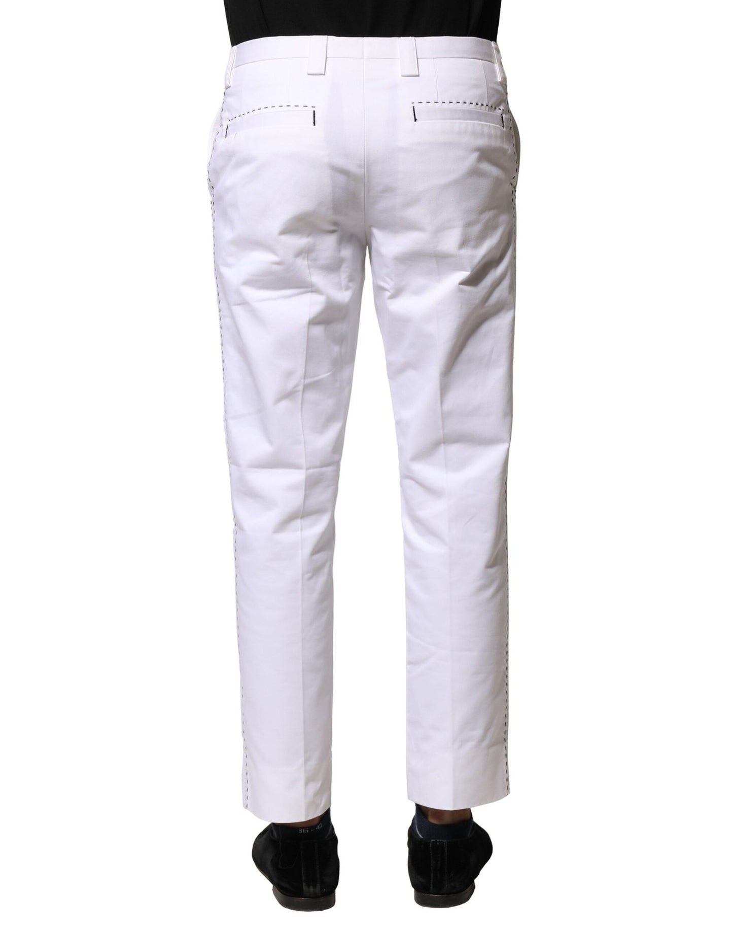 Dolce & Gabbana Weiße, gerade geschnittene Hose aus Baumwolle mit Logo für Herren