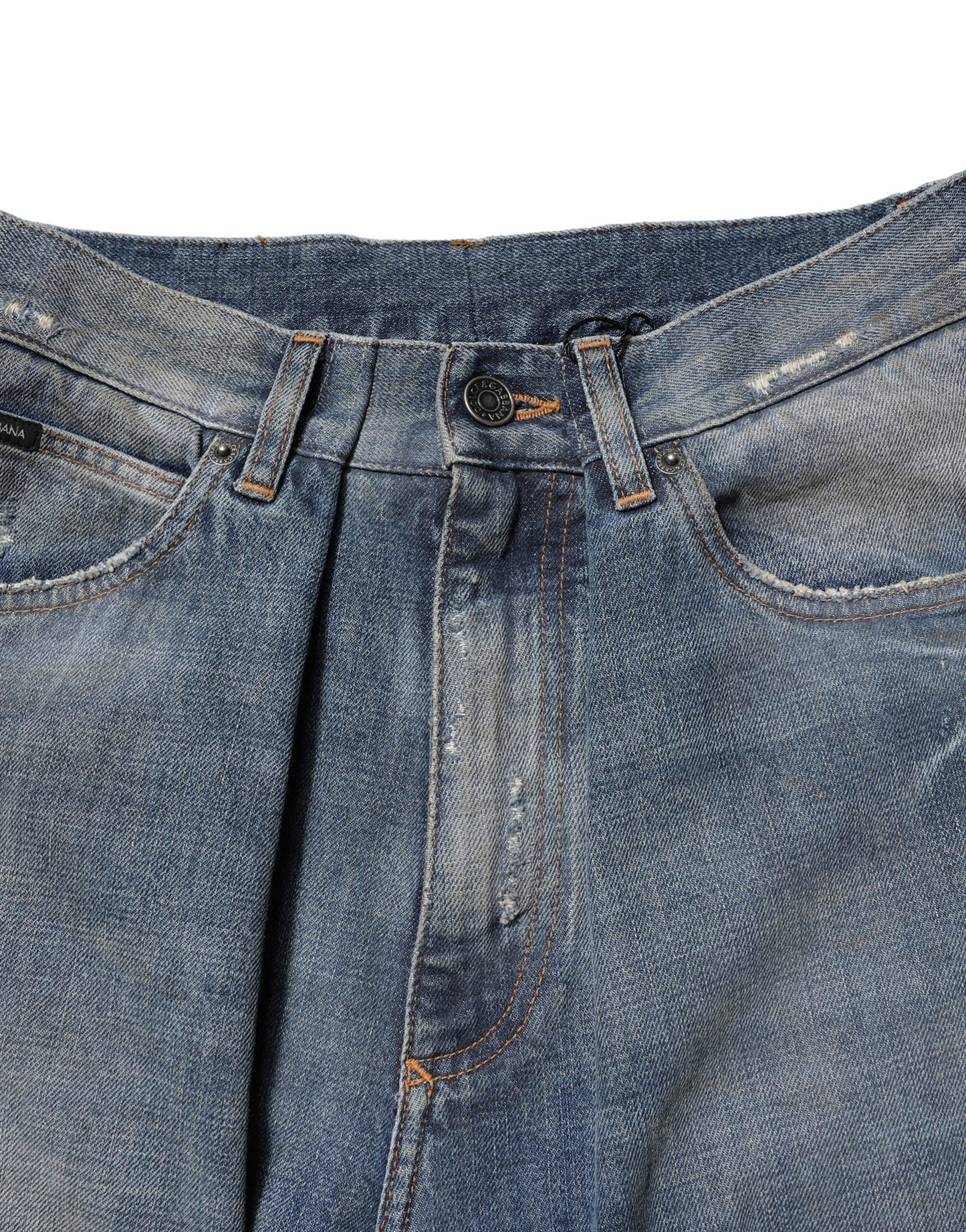 Dolce & Gabbana Blaue zerfetzte Herren-Jeans aus Baumwolle