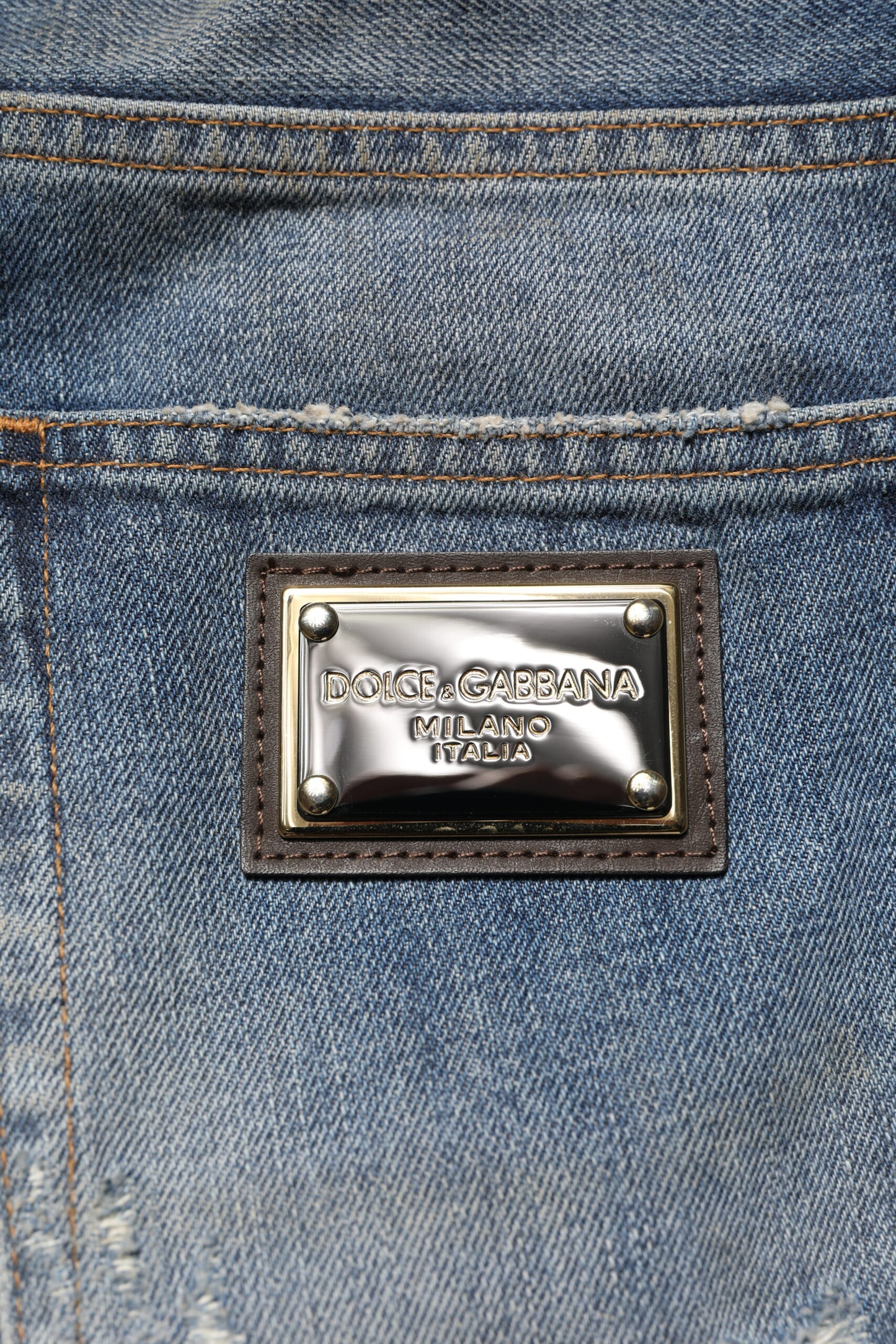 Dolce & Gabbana Blaue zerfetzte Herren-Jeans aus Baumwolle