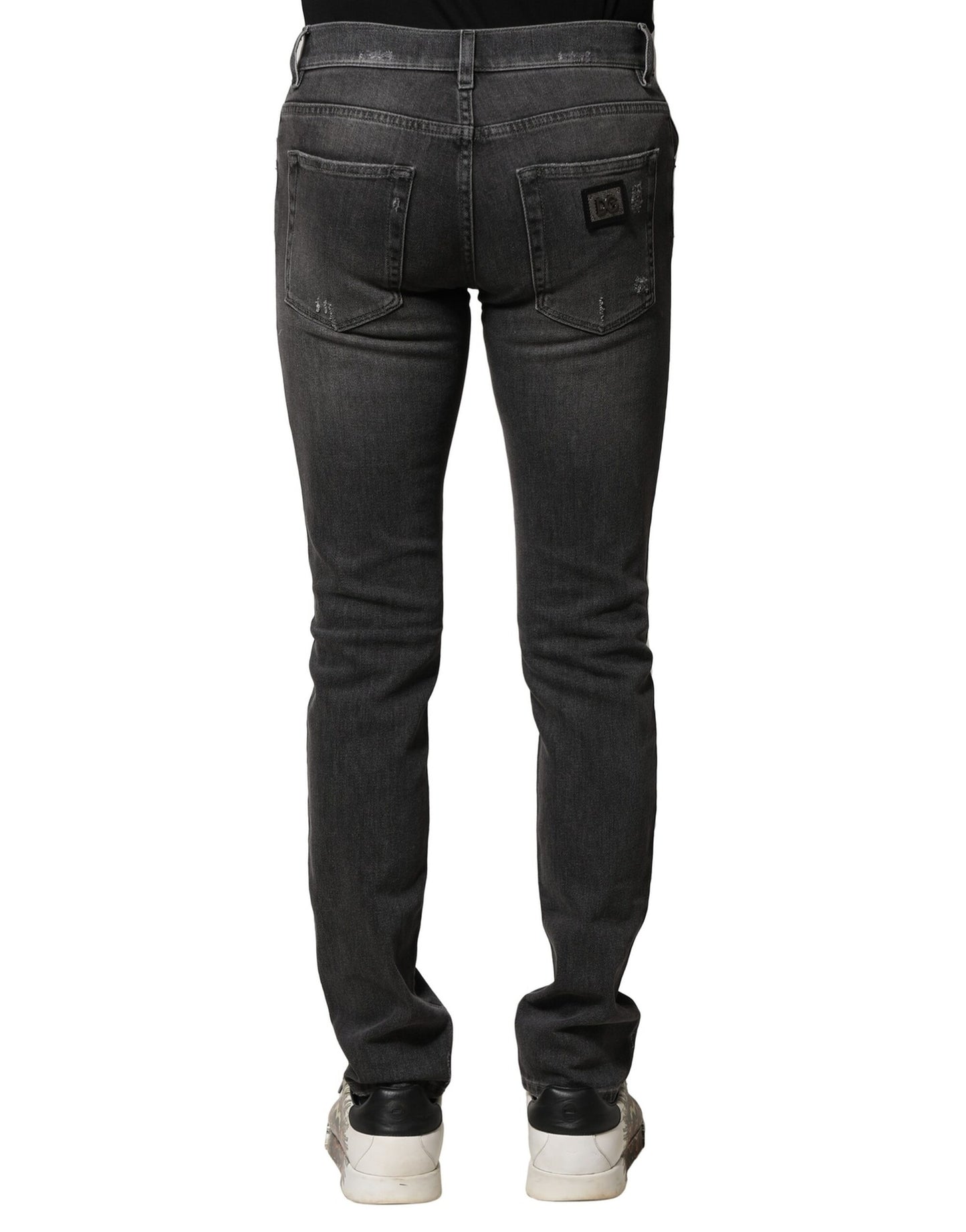 Dolce & Gabbana – Schwarze, verwaschene, zerfetzte Slim-Fit-Jeans