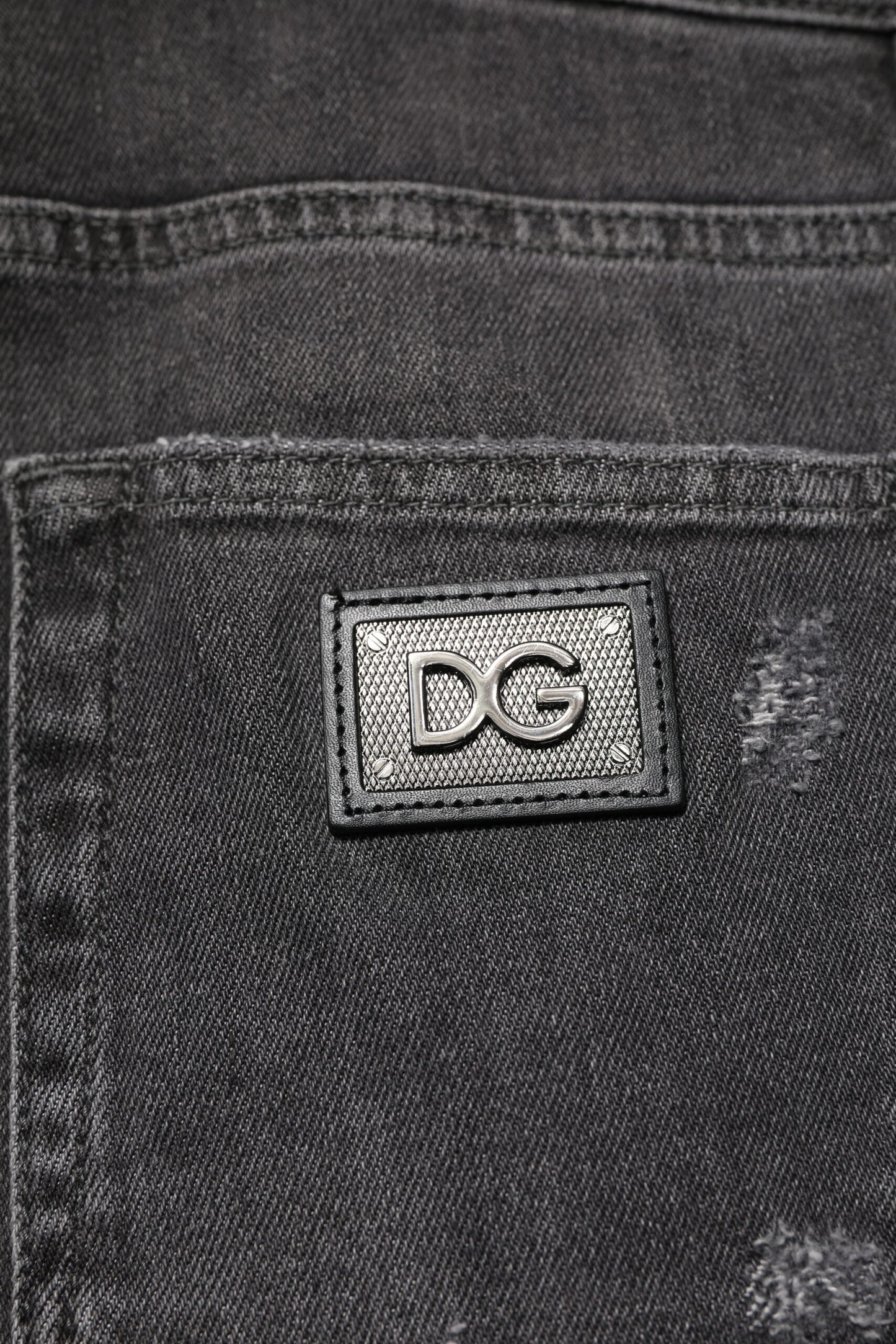 Dolce & Gabbana – Schwarze, verwaschene, zerfetzte Slim-Fit-Jeans