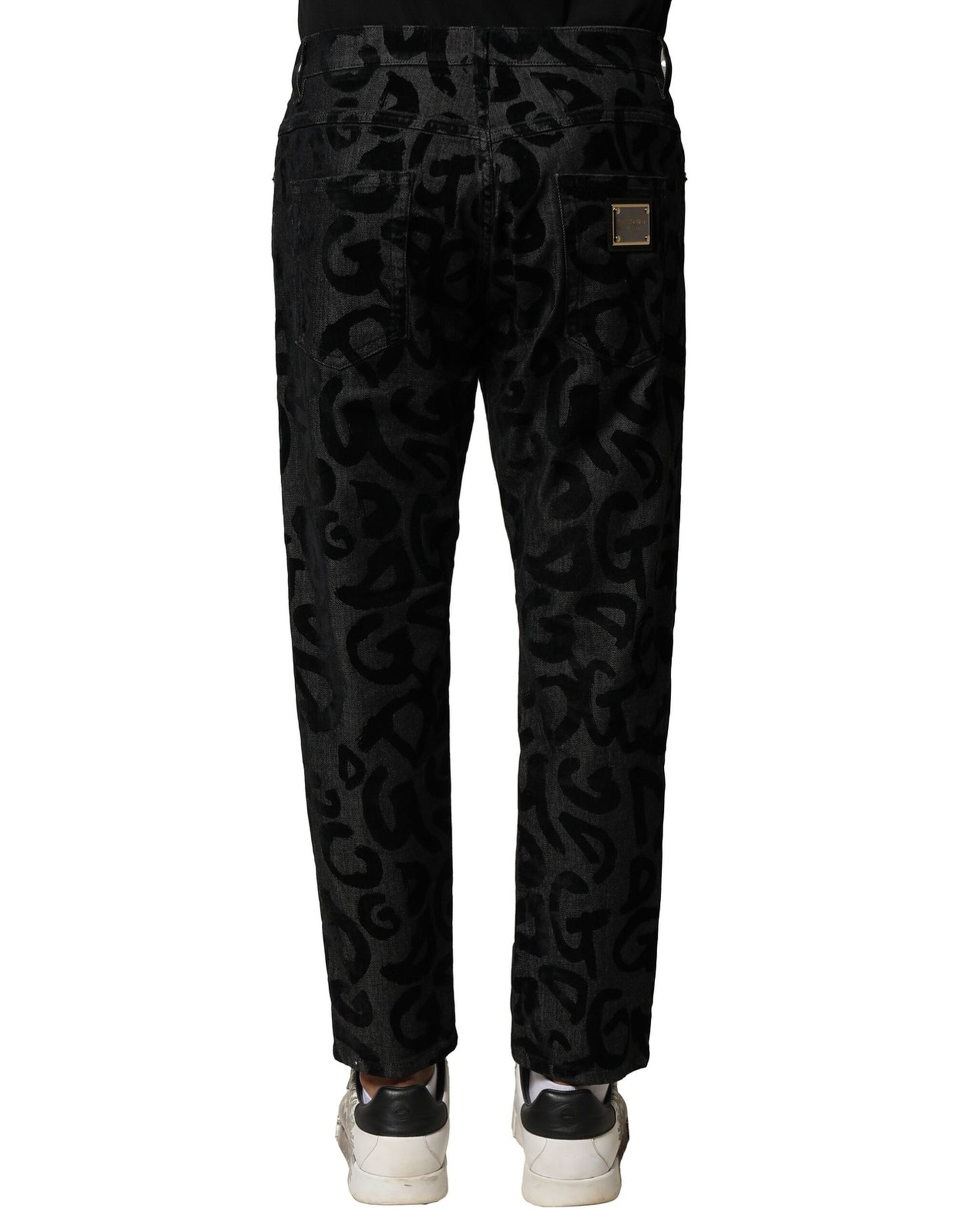 Dolce & Gabbana Graue, gerade geschnittene Jeans aus Baumwolle mit DG-Logo für Herren