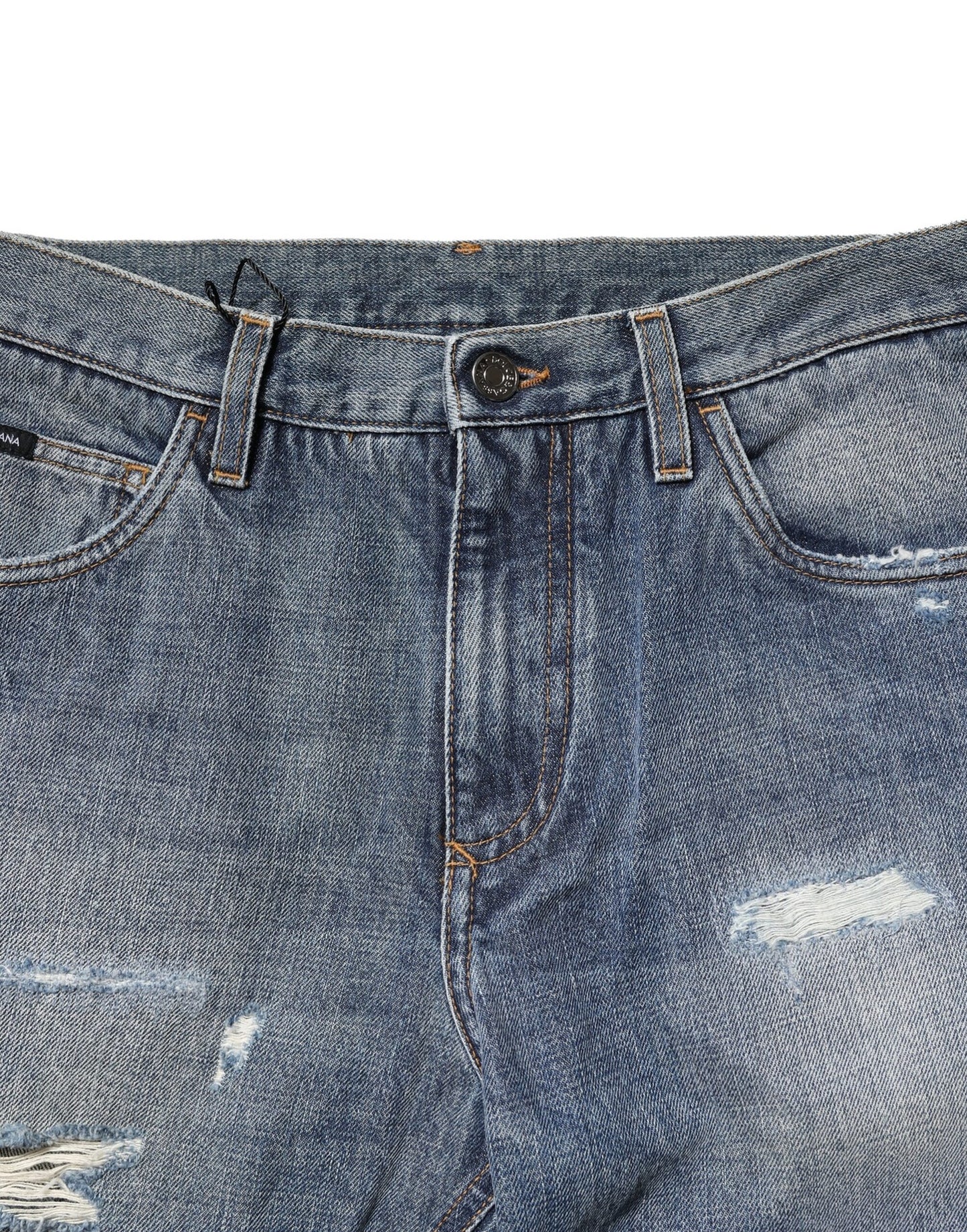 Dolce & Gabbana – Blau verwaschene, zerfetzte Jeans im Straight Fit