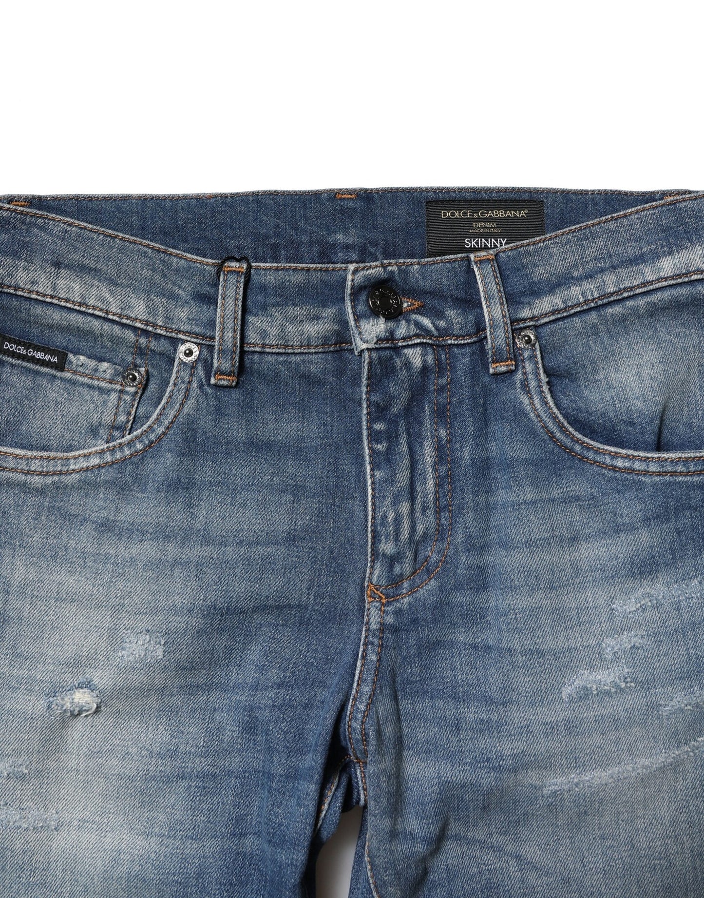 Dolce & Gabbana Blaue Slim Fit-Jeans aus gewaschener Baumwolle für Herren