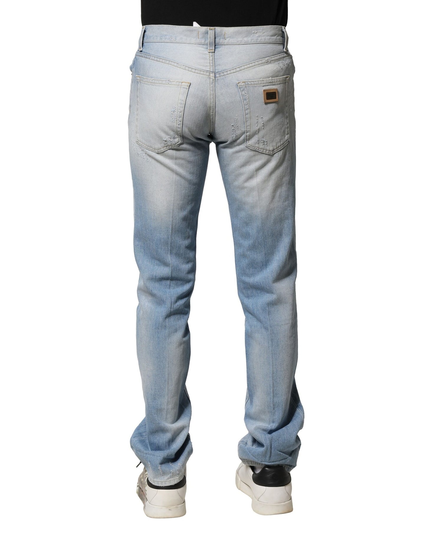 Dolce & Gabbana – Hellblaue, verwaschene Jeans mit gerader Passform