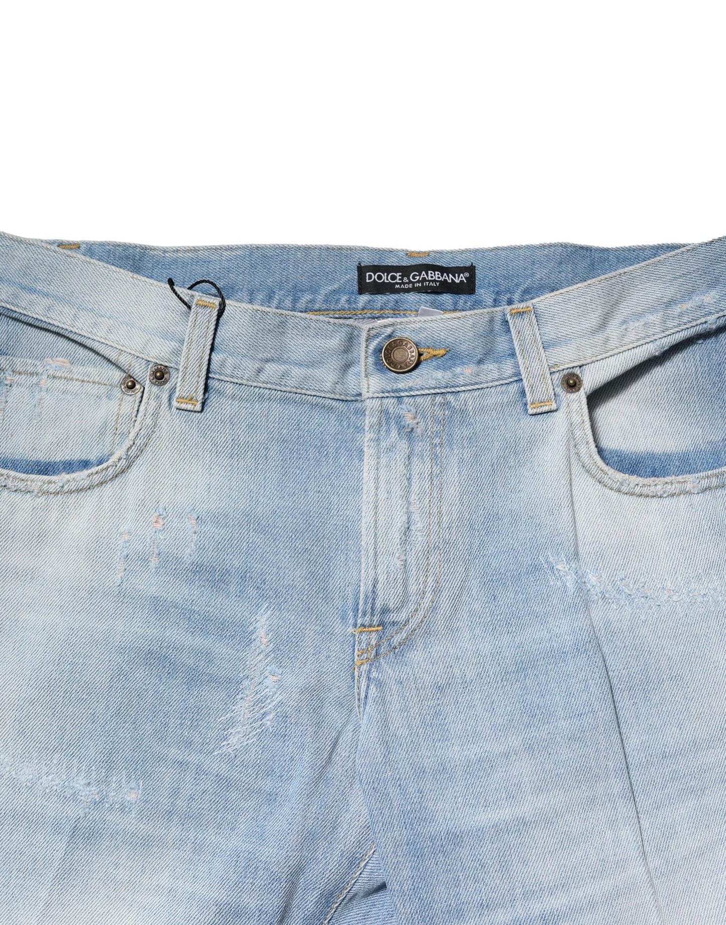 Dolce & Gabbana – Hellblaue, verwaschene Jeans mit gerader Passform