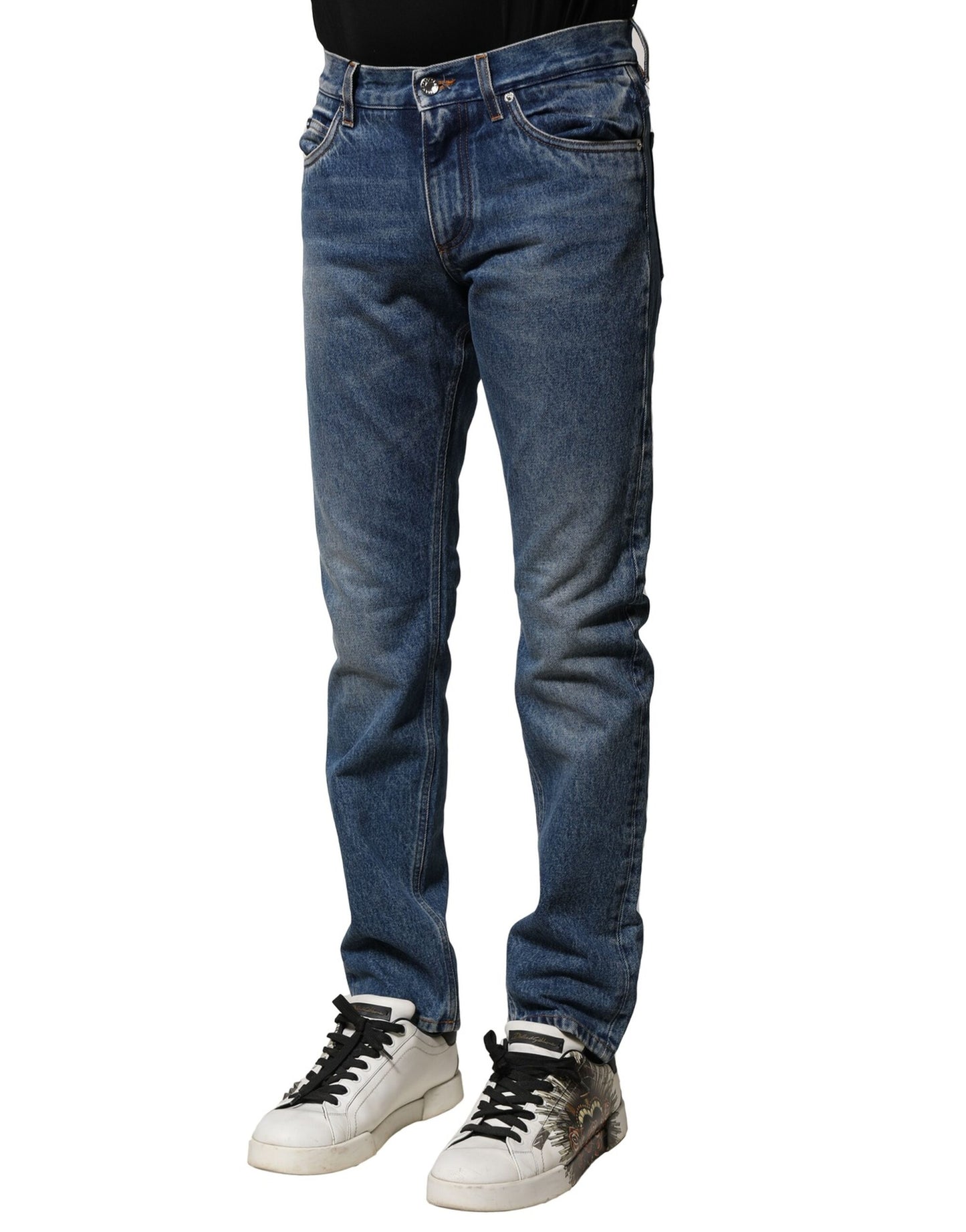 Dolce & Gabbana Blaue Slim Fit-Jeans aus Baumwollstretch für Herren