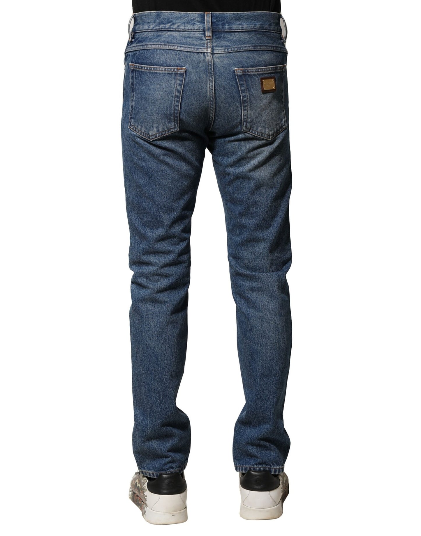 Dolce & Gabbana Blaue Slim Fit-Jeans aus Baumwollstretch für Herren