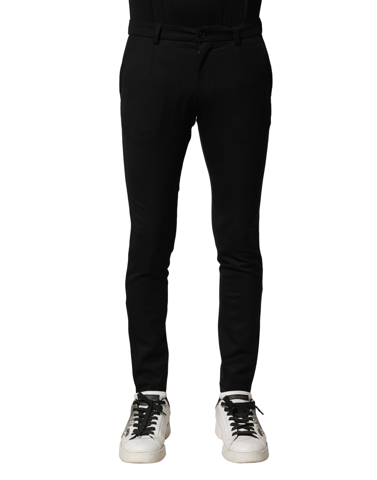 Dolce & Gabbana Schwarze Herren-Skinny-Hose aus Wolle mit mittlerer Taille