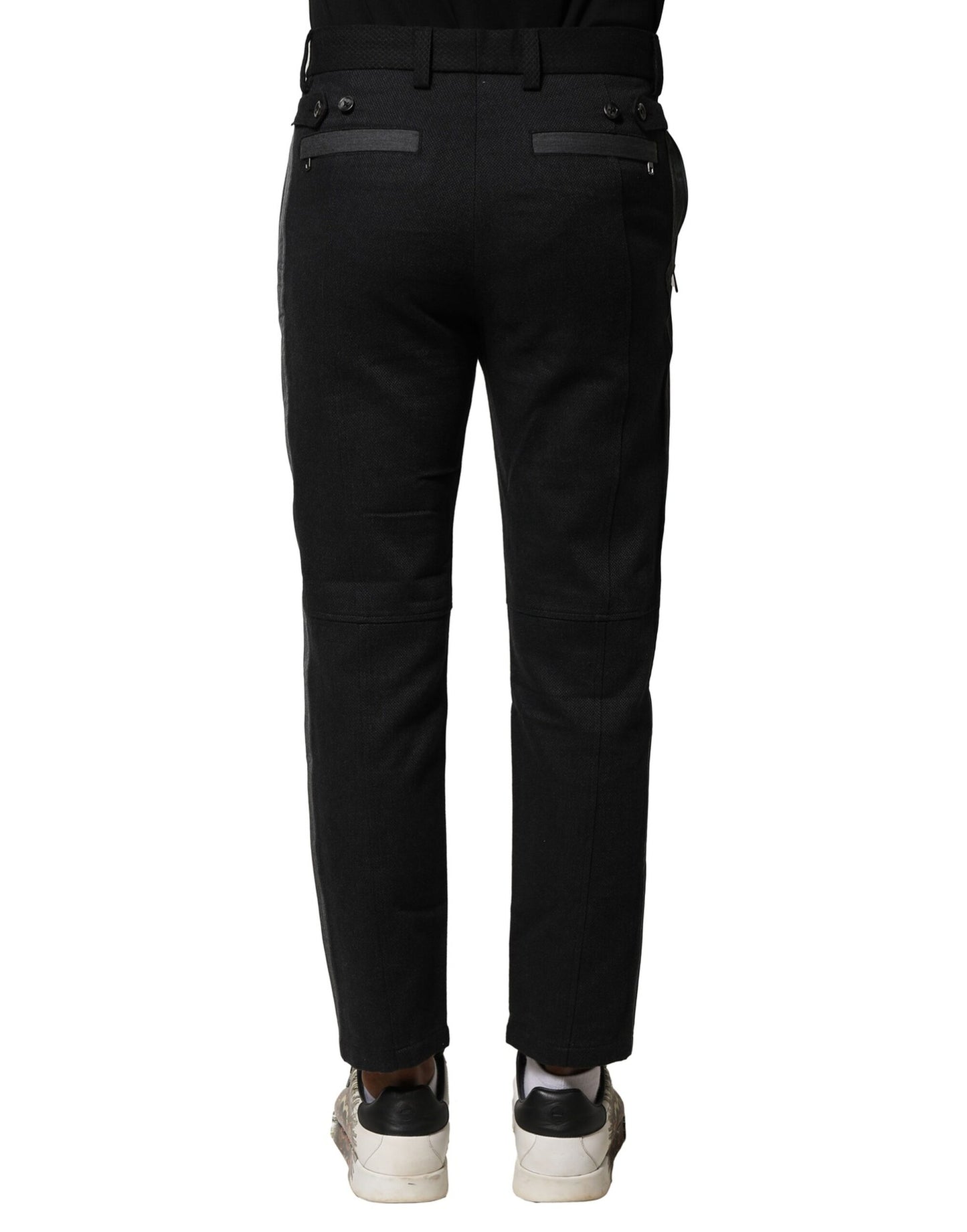 Dolce & Gabbana – Schmal zulaufende Hose aus Baumwolle in Schwarz und Grau für Herren