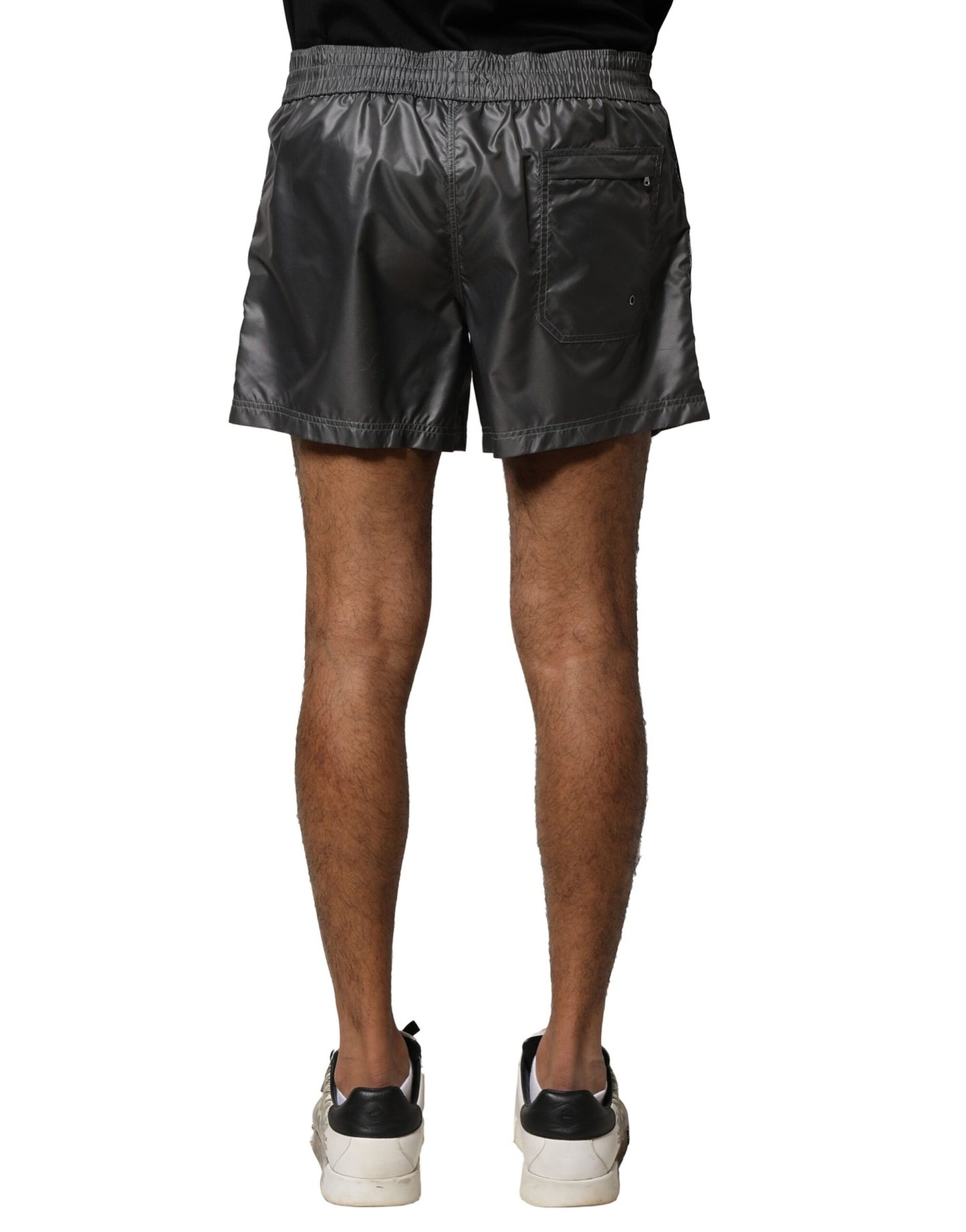 Dolce & Gabbana – Graue, lässige Bermudashorts aus Polyester mit mittlerer Taille