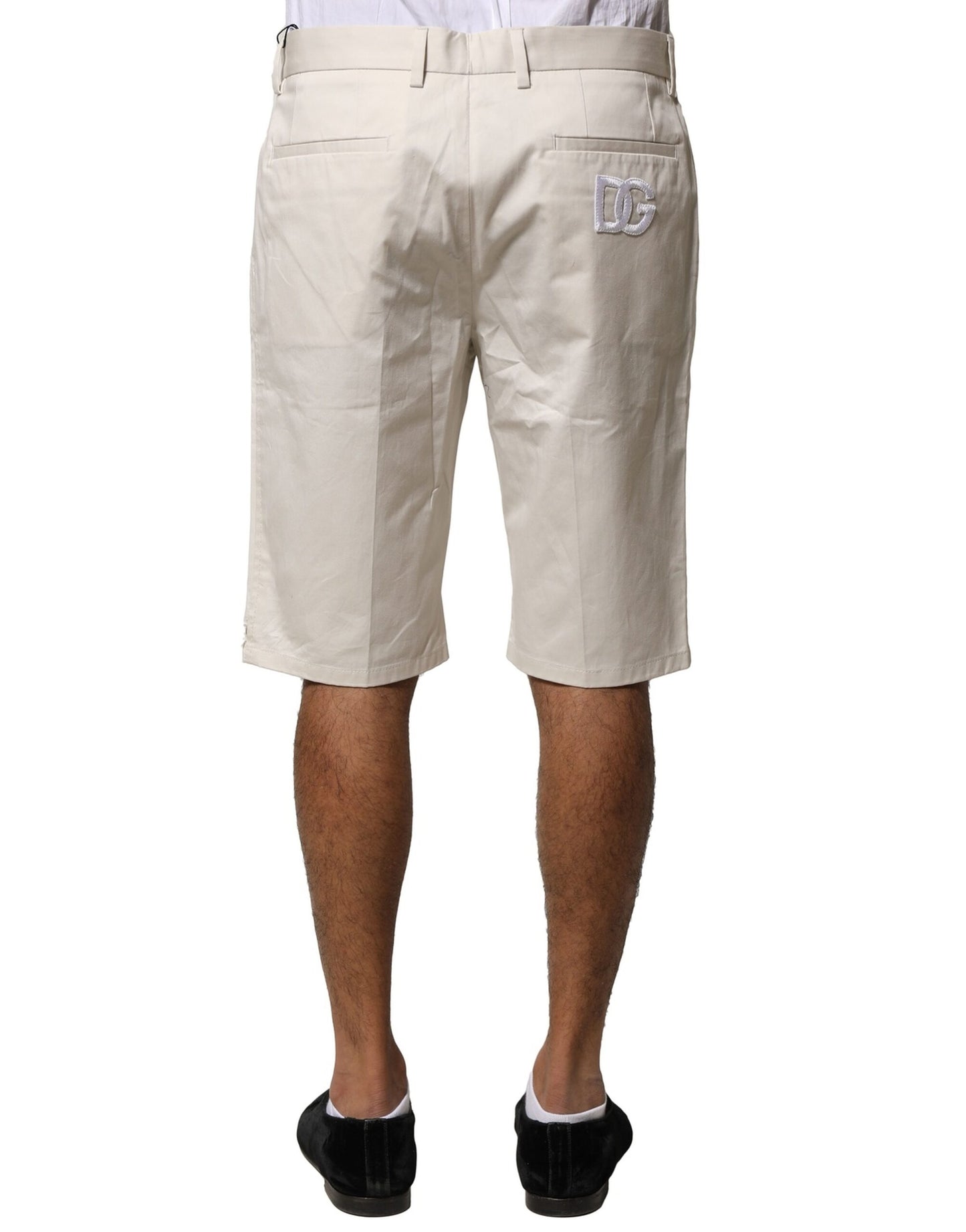 Dolce & Gabbana – Beige Bermudashorts aus Baumwollstretch mit mittlerer Taille
