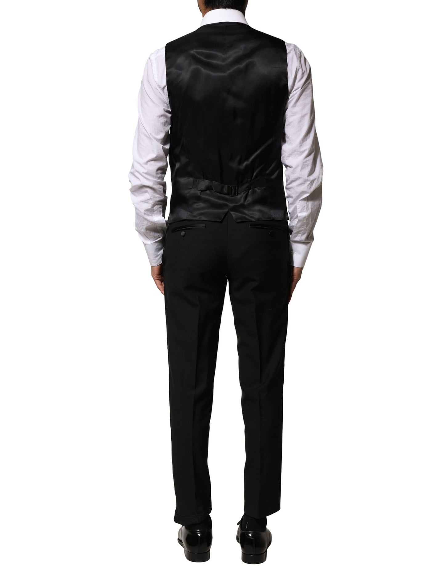 Dolce & Gabbana – Dreiteiliger, einreihiger Anzug aus schwarzer Wolle