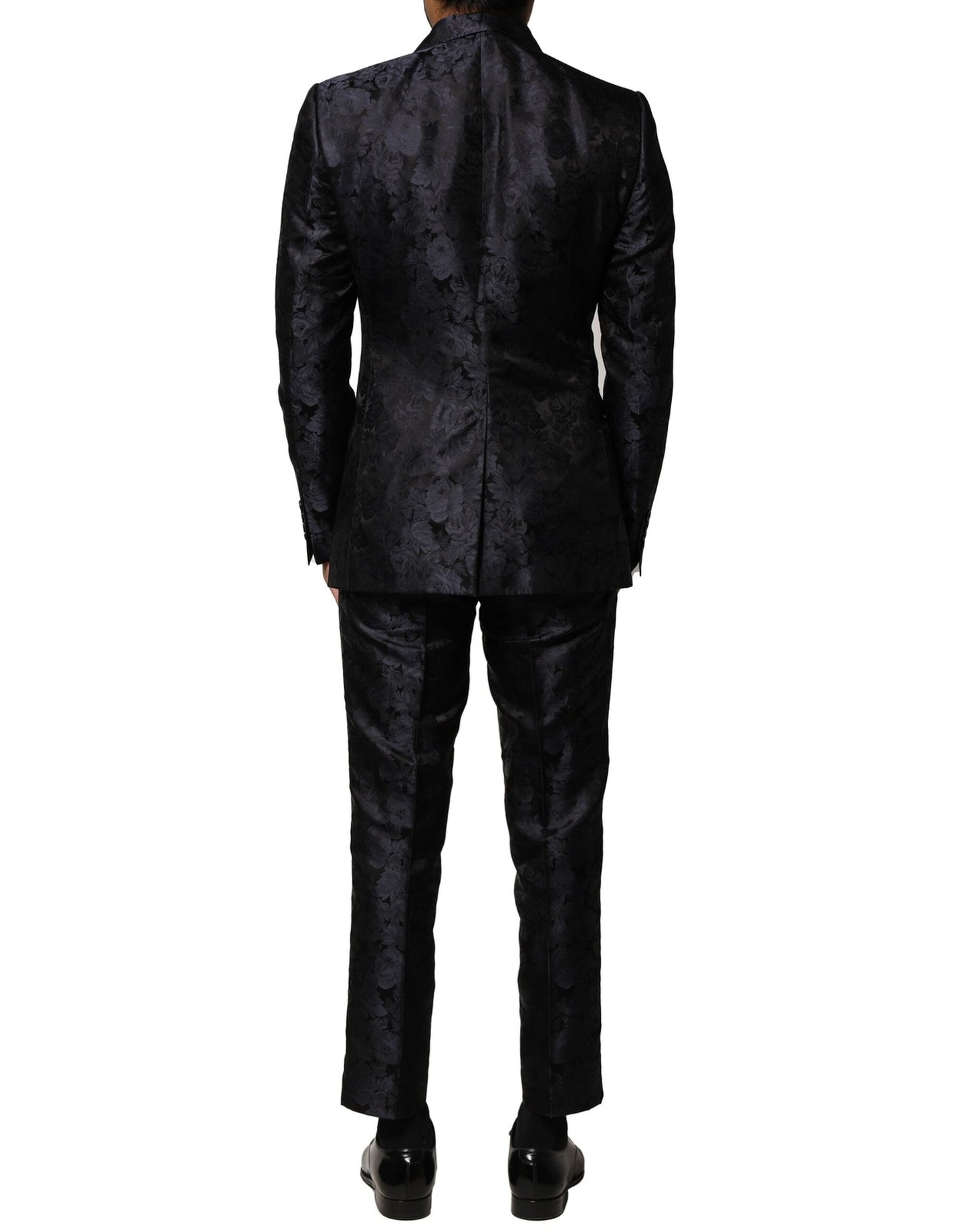 Dolce & Gabbana – Schwarzer, einreihiger Jacquard-Anzug, 3-teilig