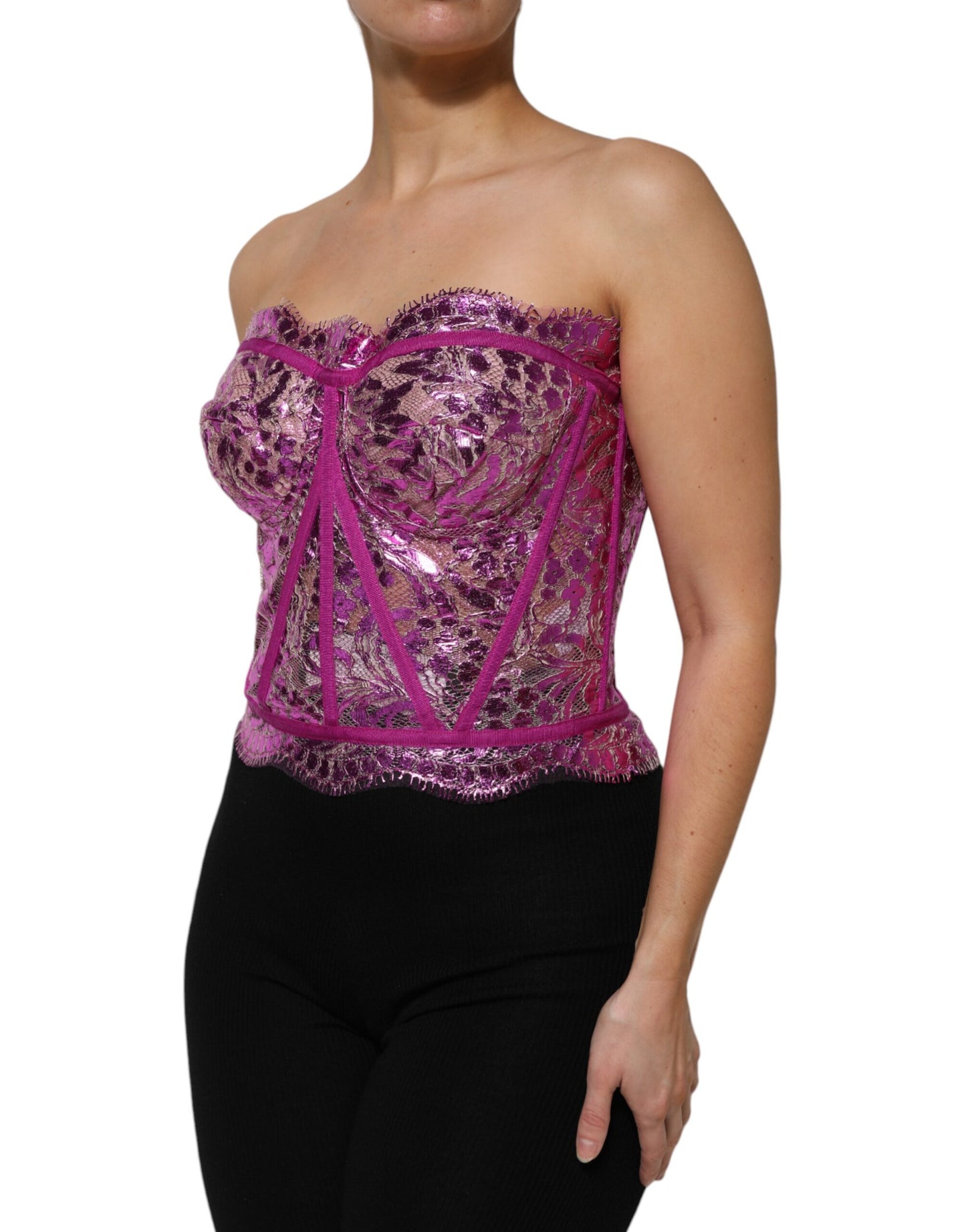 Dolce & Gabbana – Rosafarbenes, ärmelloses Bustier-Korpus-Bluse-Top