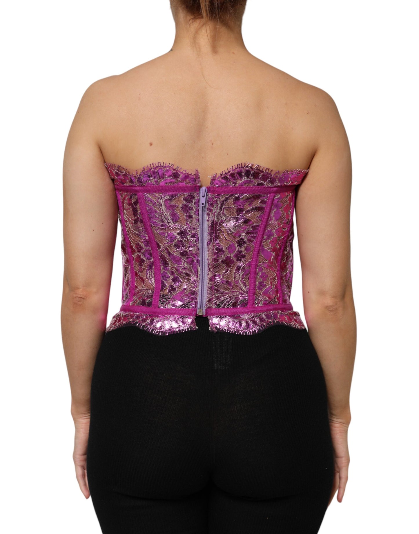 Dolce & Gabbana – Rosafarbenes, ärmelloses Bustier-Korpus-Bluse-Top
