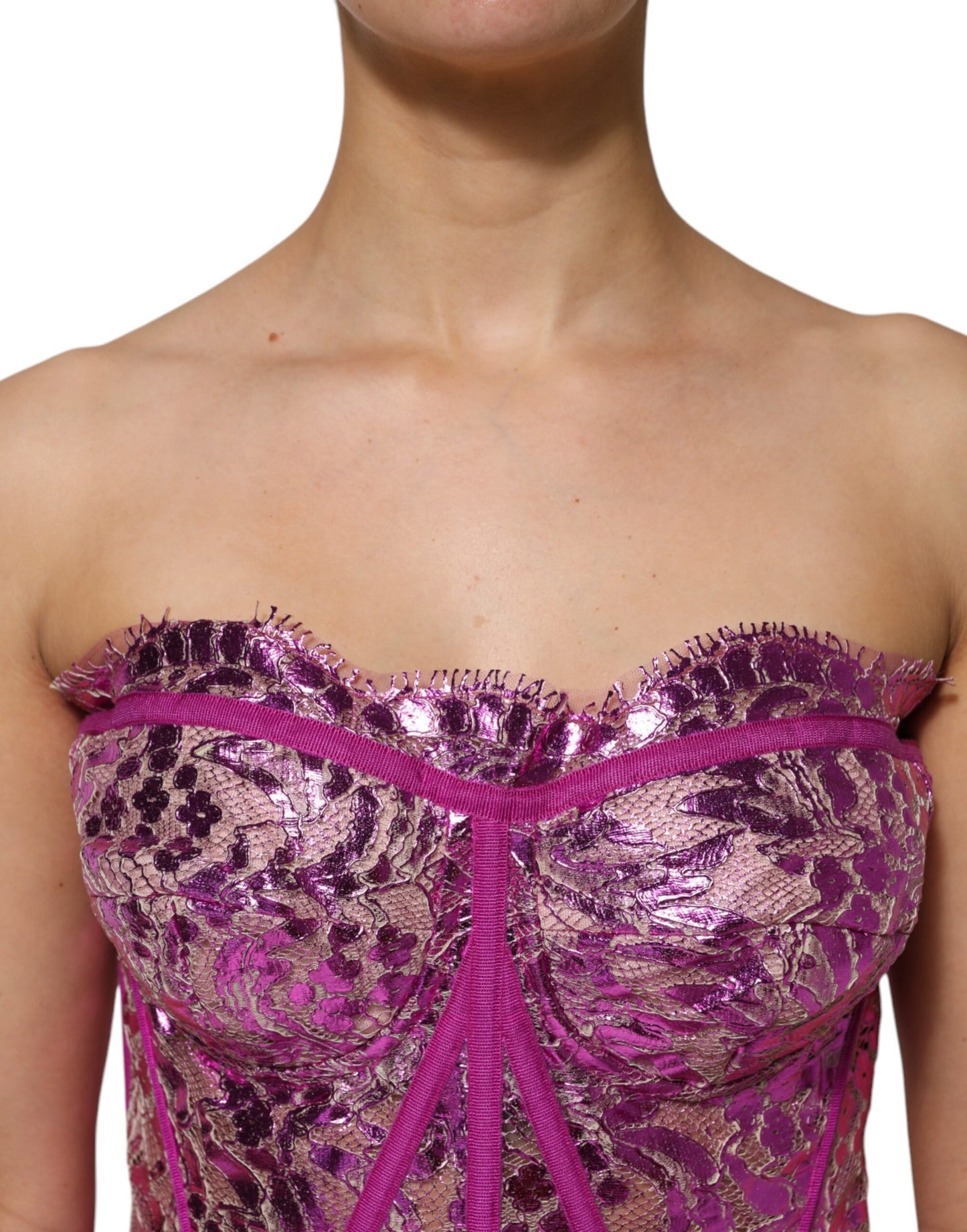 Dolce & Gabbana – Rosafarbenes, ärmelloses Bustier-Korpus-Bluse-Top