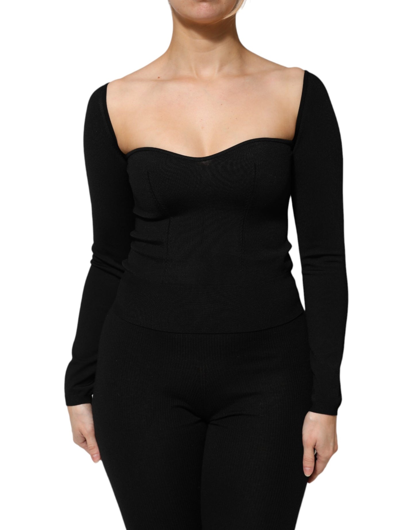 Dolce & Gabbana – Langärmliges Pullover-Bluse-Oberteil aus schwarzer Viskose
