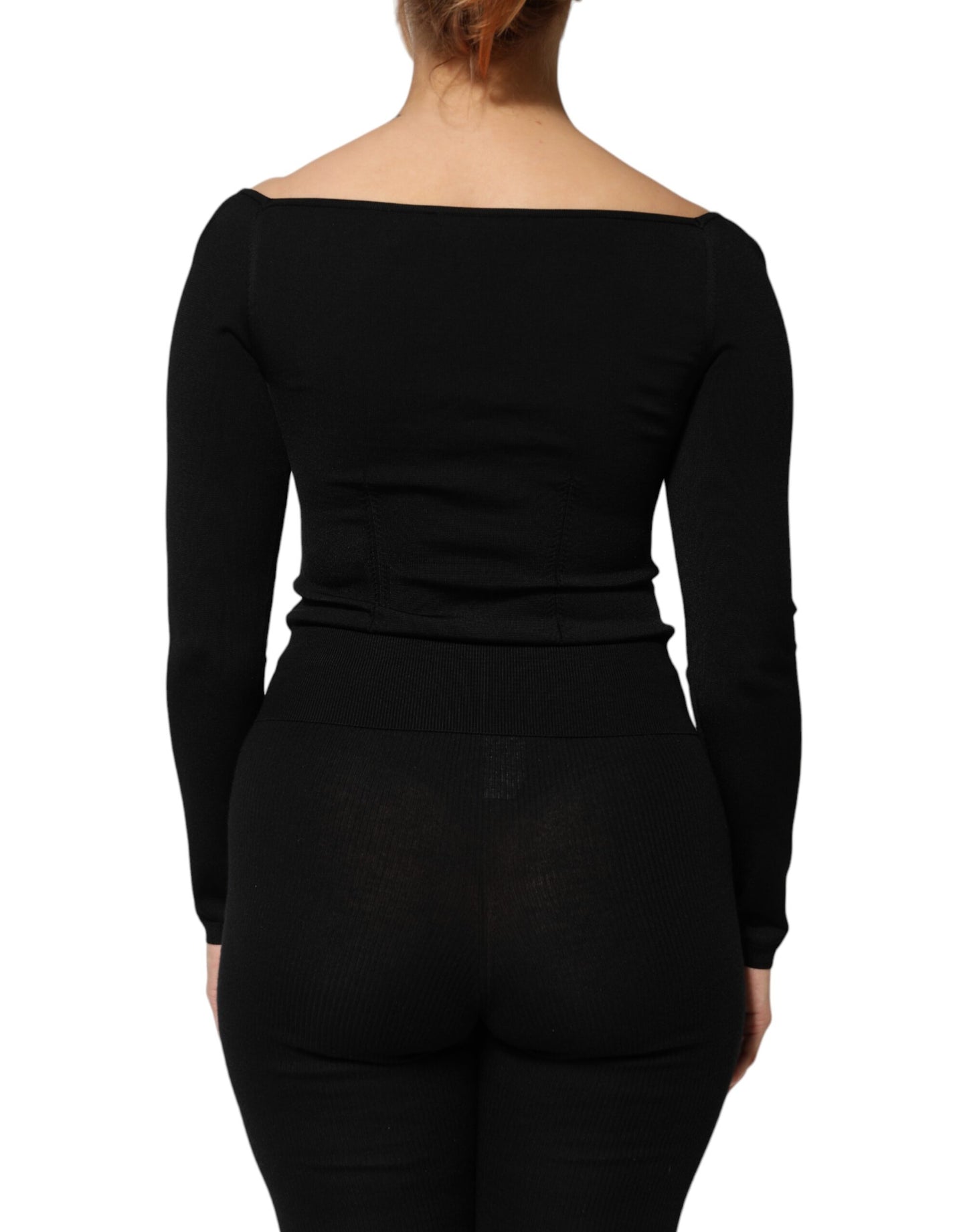 Dolce & Gabbana – Langärmliges Pullover-Bluse-Oberteil aus schwarzer Viskose