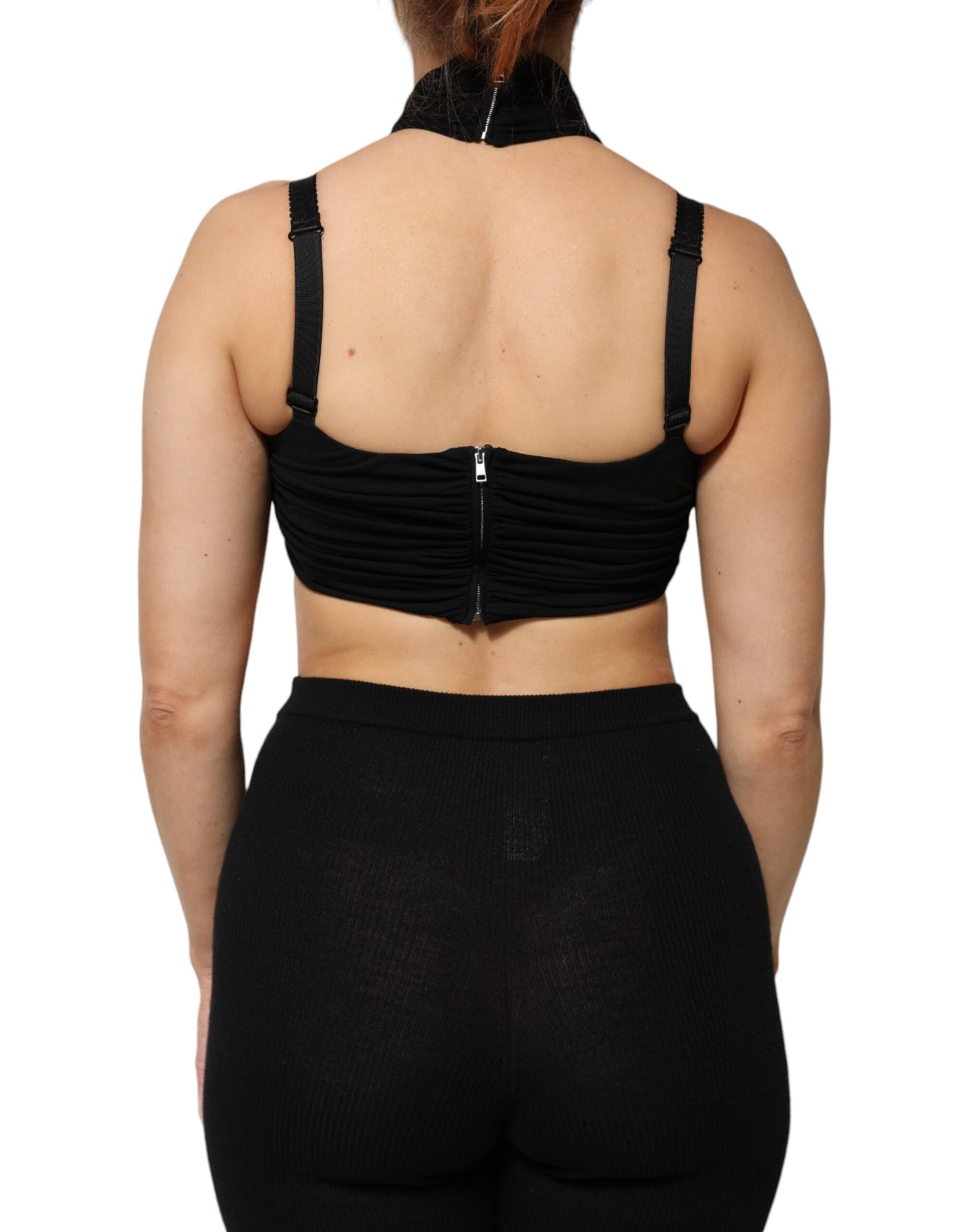 Dolce & Gabbana – Schwarzes, kurzes Neckholder-Bustier-Oberteil aus Viskose