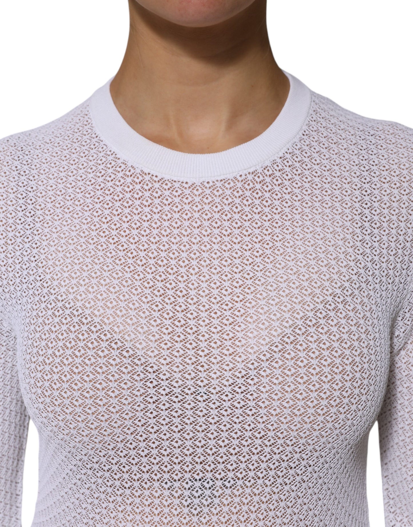 Dolce & Gabbana – Weißes Pullover-Oberteil mit Rundhalsausschnitt und langen Ärmeln