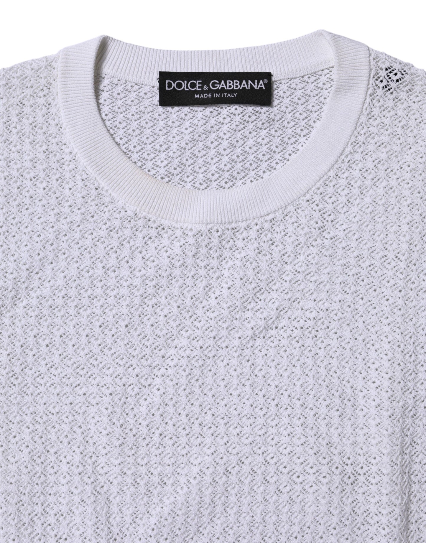 Dolce & Gabbana – Weißes Pullover-Oberteil mit Rundhalsausschnitt und langen Ärmeln