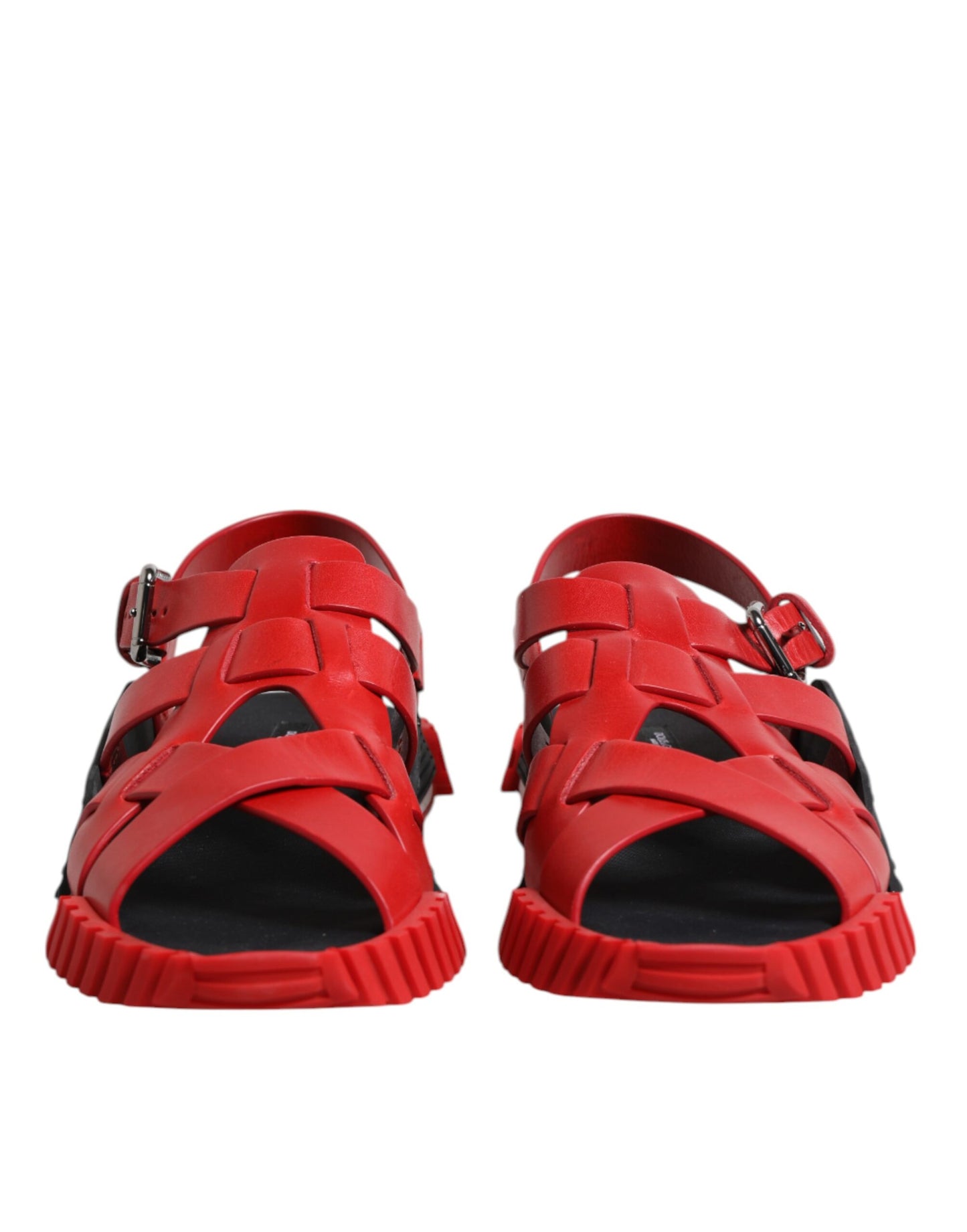 Dolce & Gabbana Rot Schwarz Leder Knöchelriemen Sandalen Schuhe