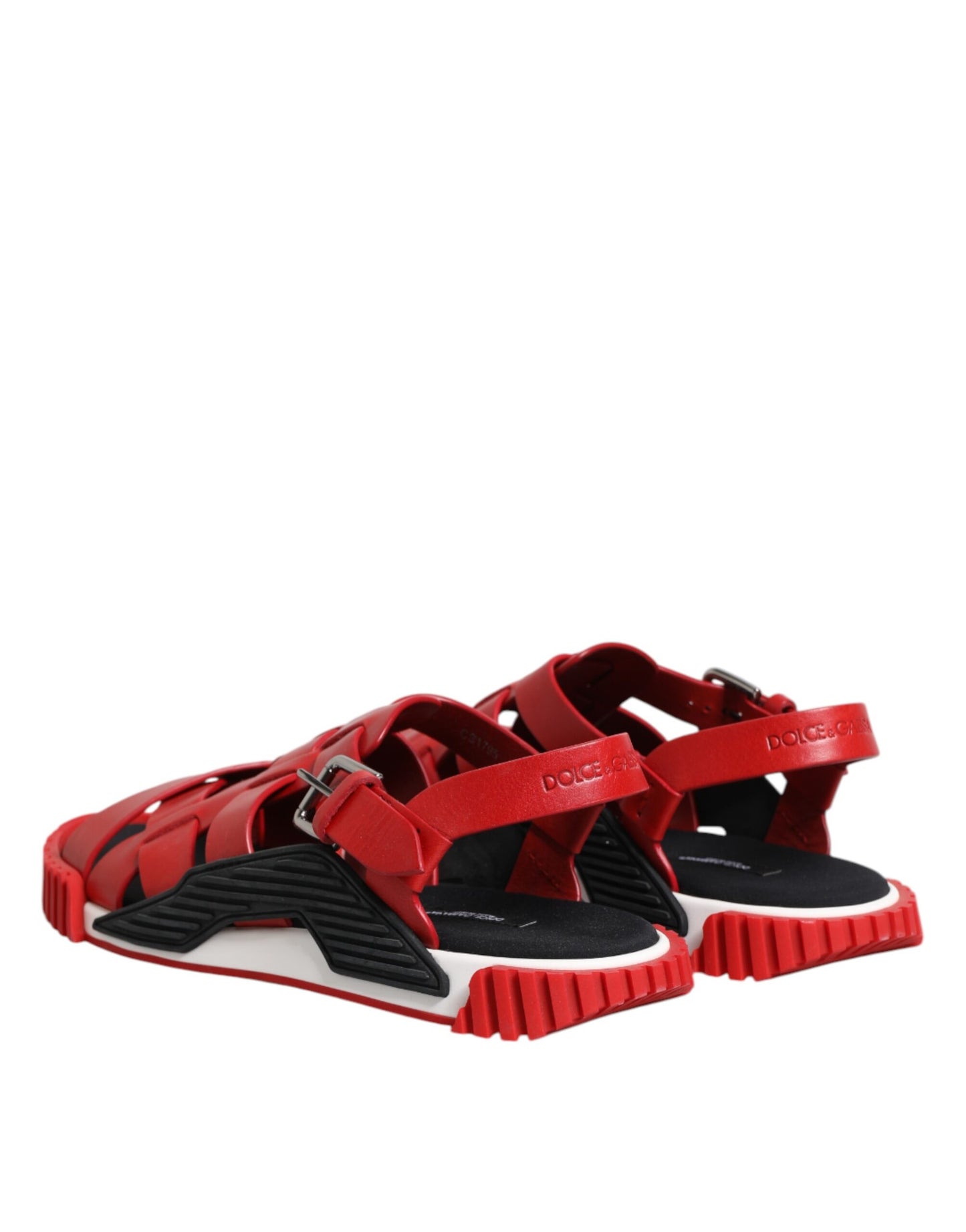 Dolce & Gabbana Rot Schwarz Leder Knöchelriemen Sandalen Schuhe