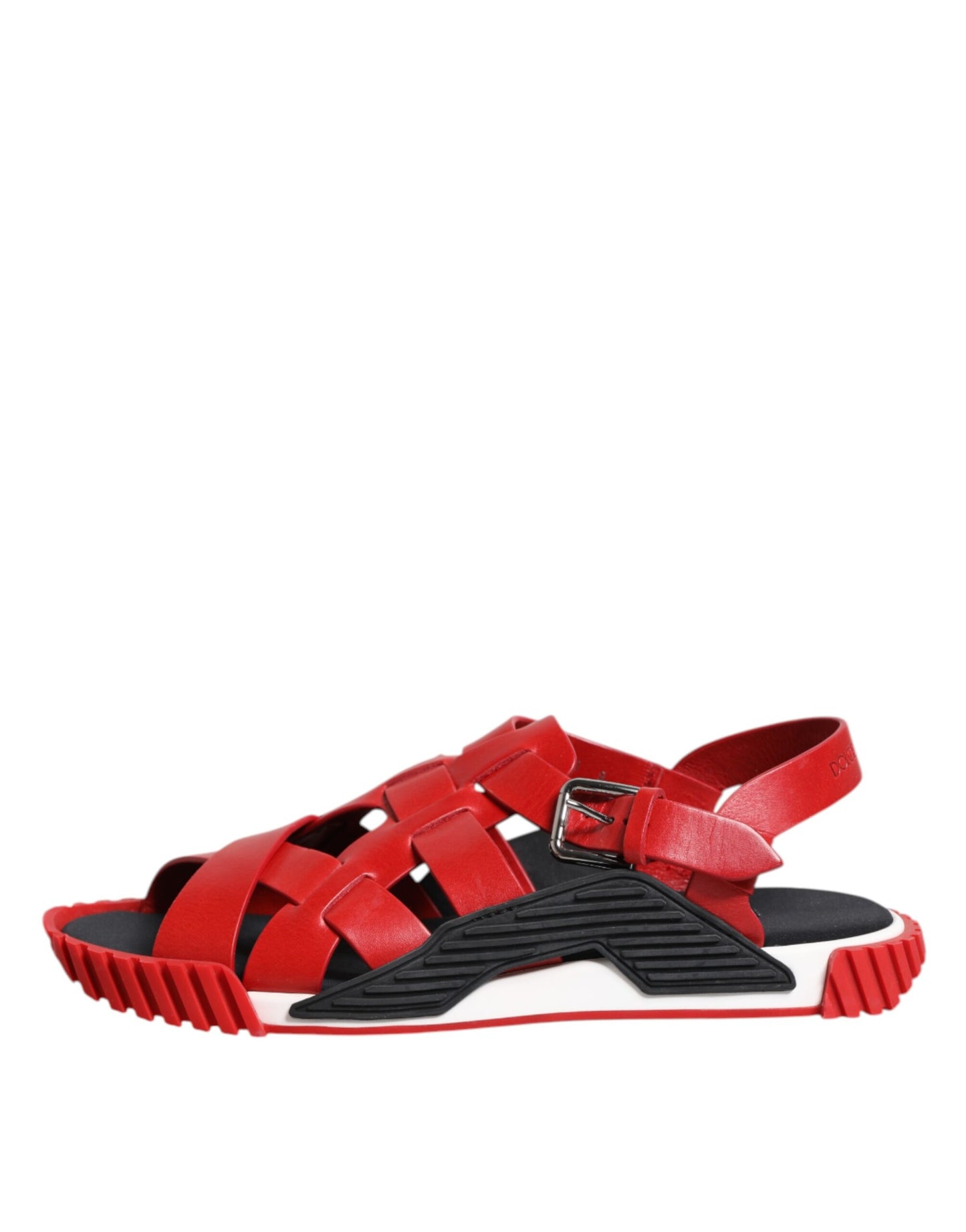 Dolce & Gabbana Rot Schwarz Leder Knöchelriemen Sandalen Schuhe