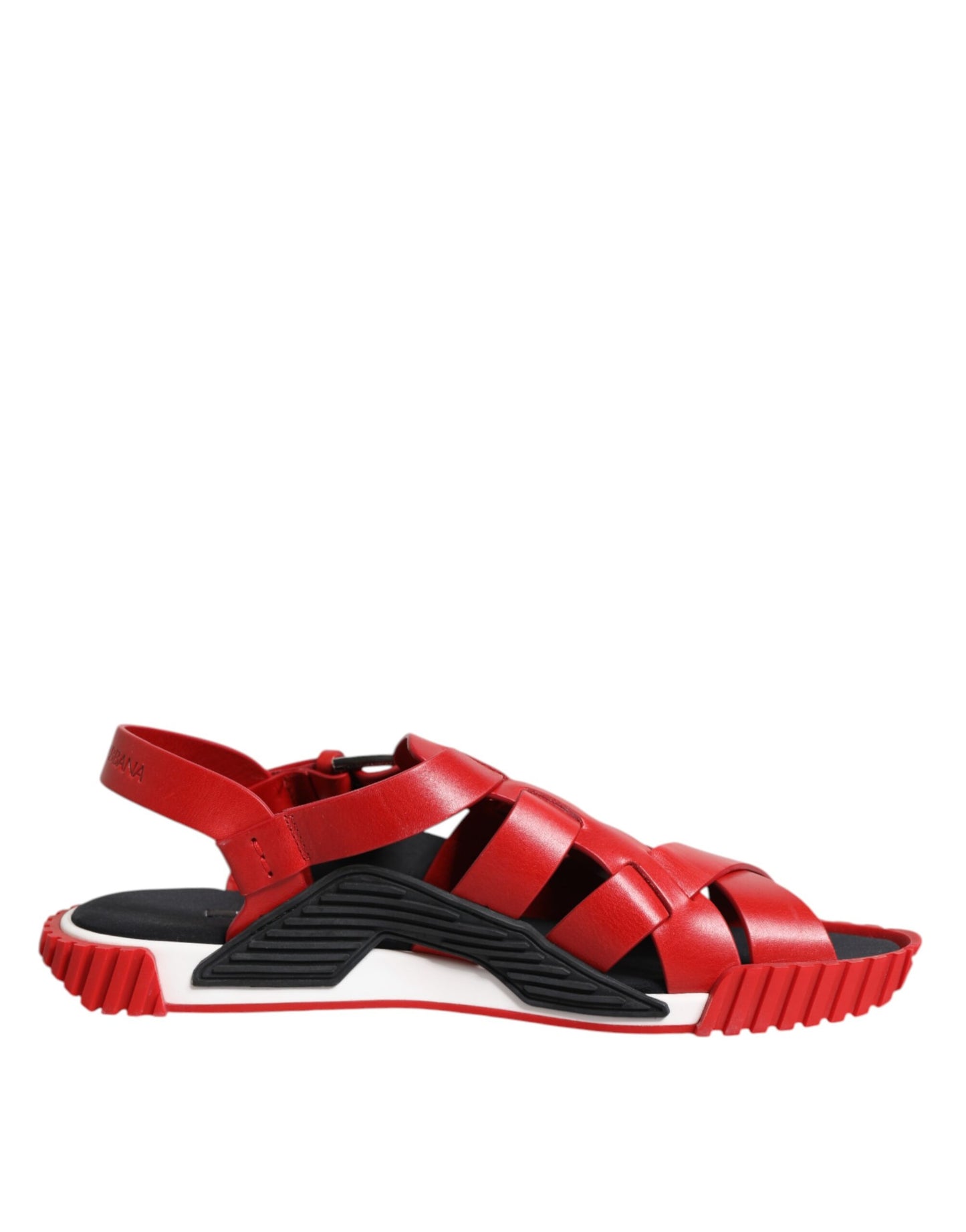 Dolce & Gabbana Rot Schwarz Leder Knöchelriemen Sandalen Schuhe