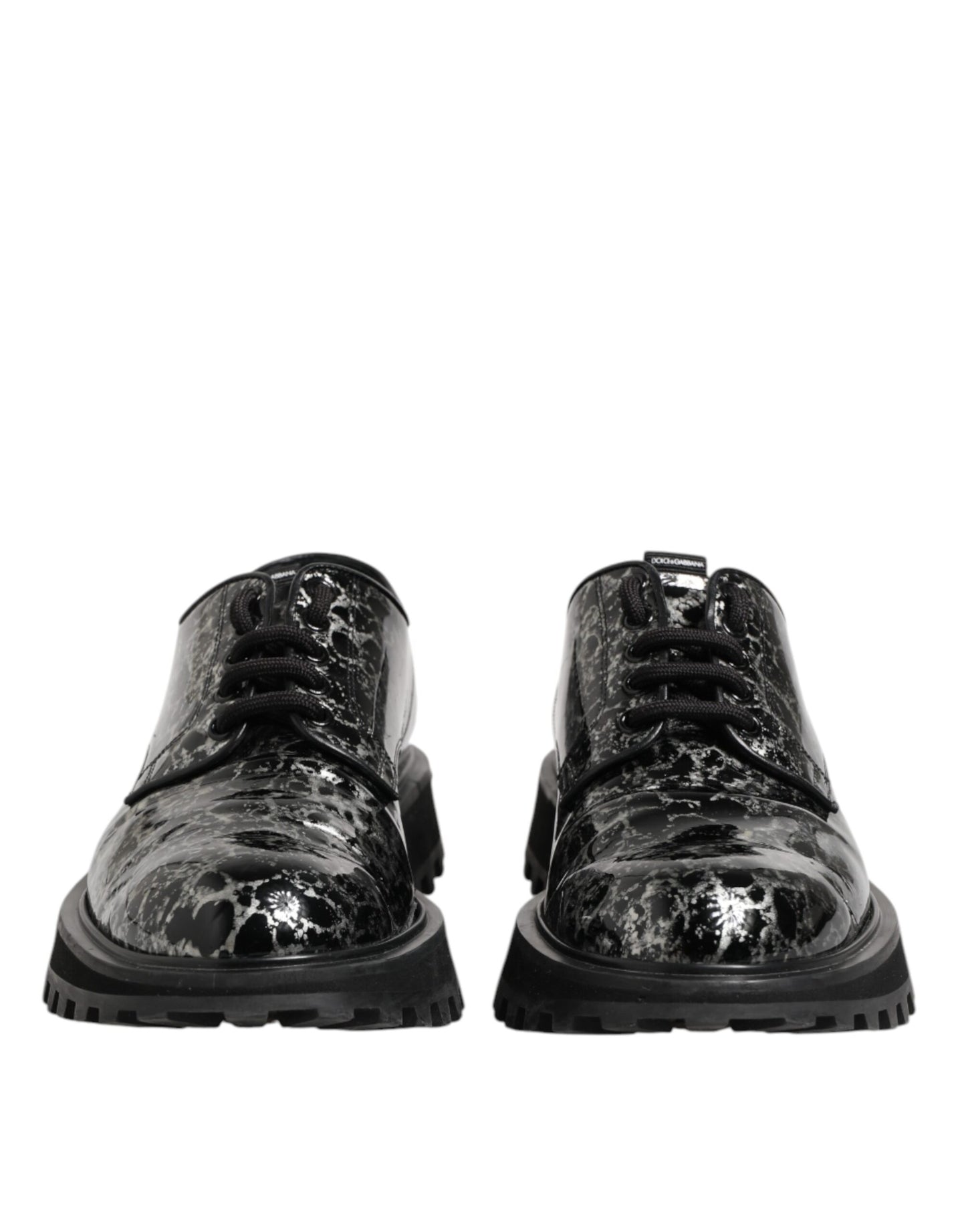 Dolce & Gabbana – Klobige Derby-Schuhe aus Kalbsleder in Schwarz und Weiß