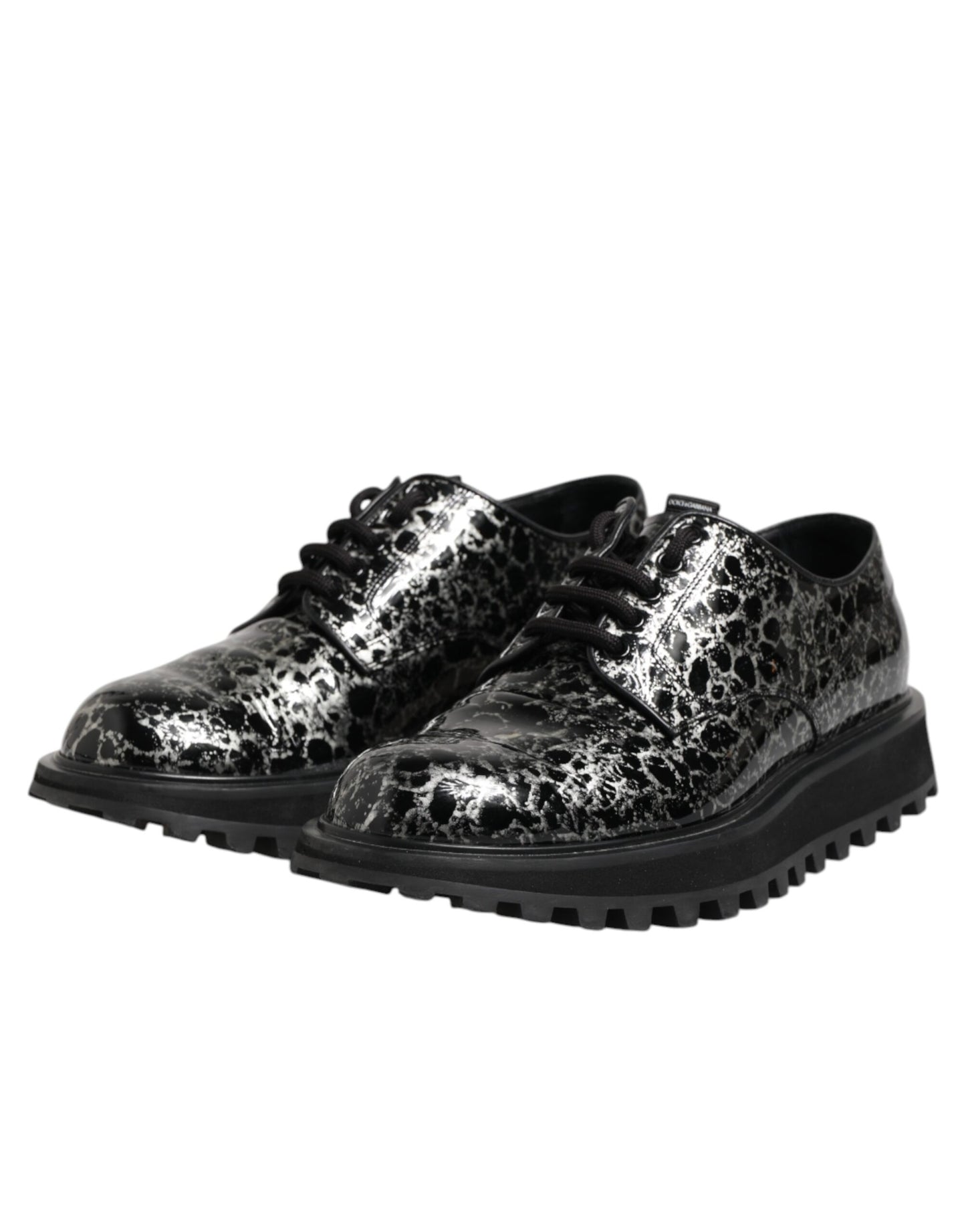 Dolce & Gabbana – Klobige Derby-Schuhe aus Kalbsleder in Schwarz und Weiß