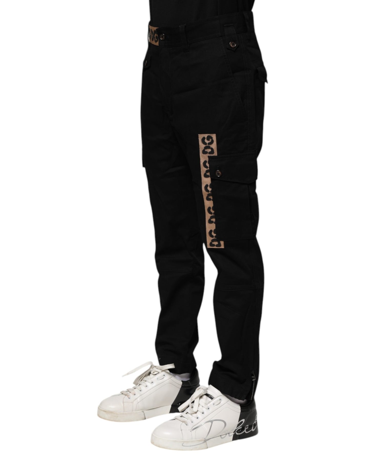 Dolce & Gabbana Schwarze Cargo-Freizeithose aus Baumwolle